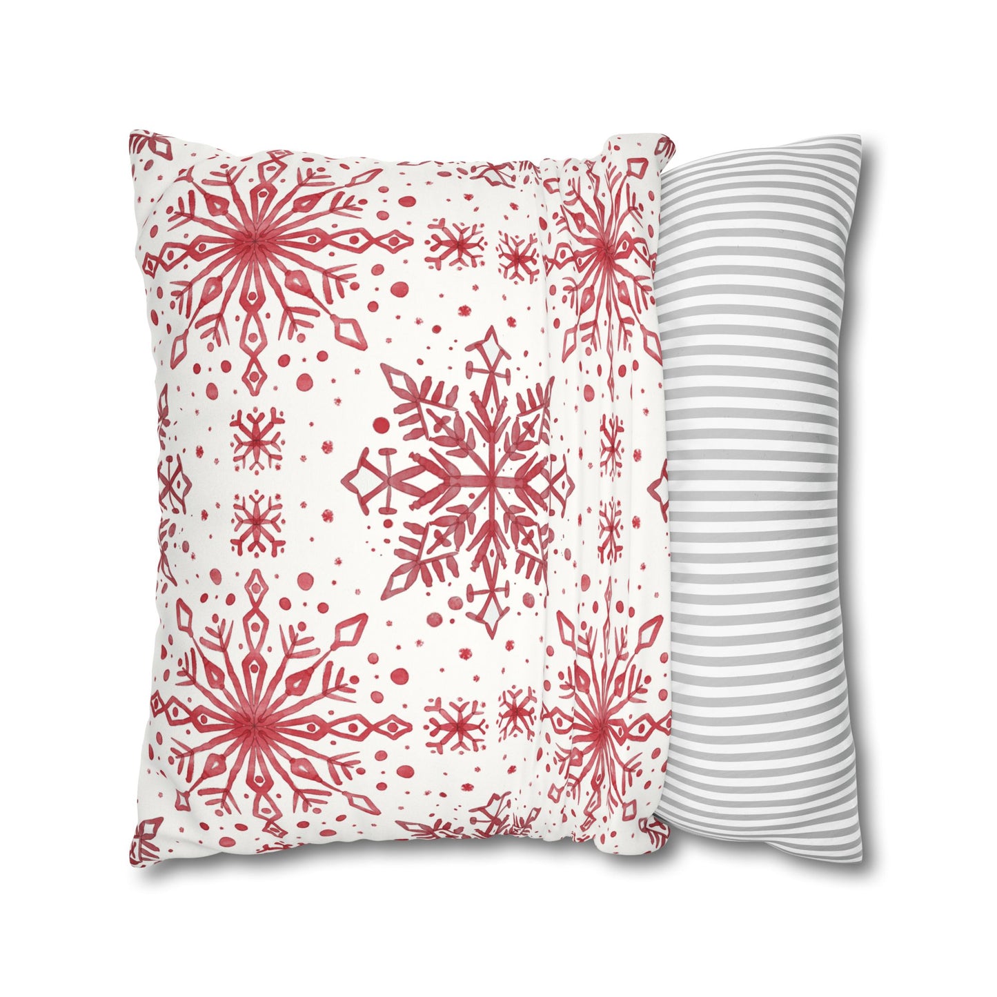 Pillowcase Watercolor Snowflake Design - Red and White