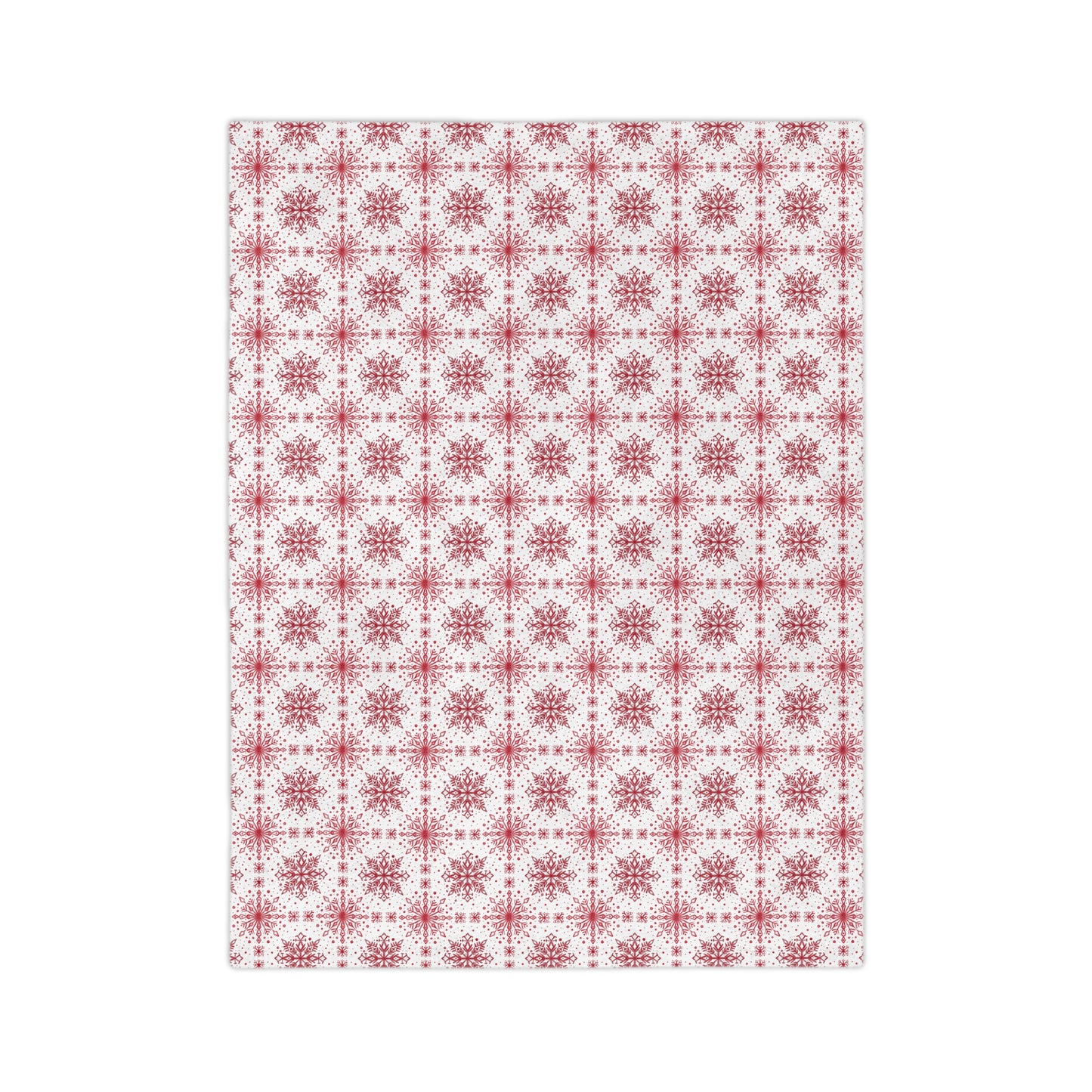 Velveteen Microfiber Blanket - Watercolor Snowflake Design by Anndria - Red and White