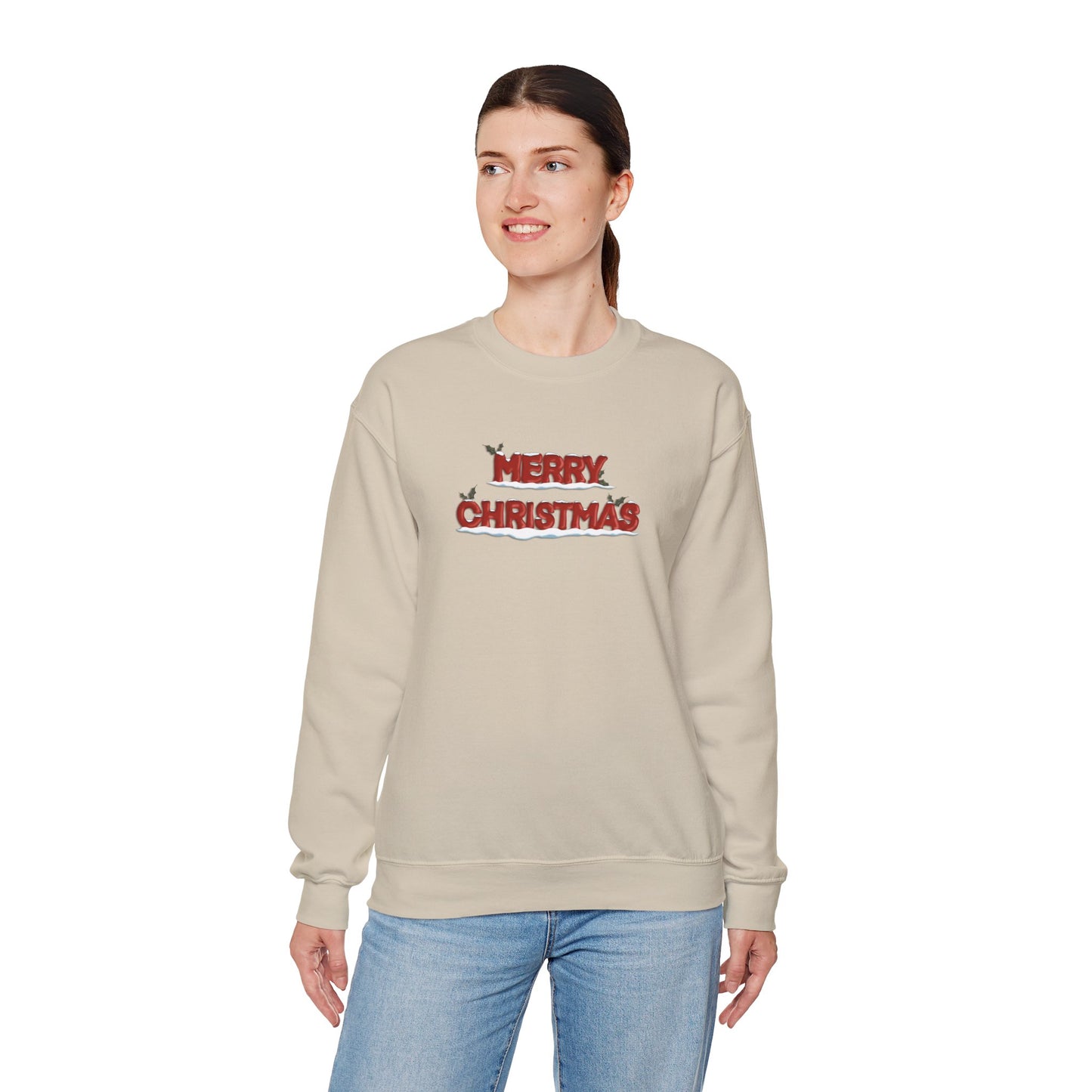 Merry Christmas with Snow and Holly - Unisex Sweatshirt