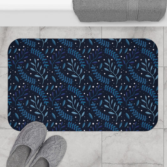 Forest Bath Mat - Midnight Blue Design by Anndria