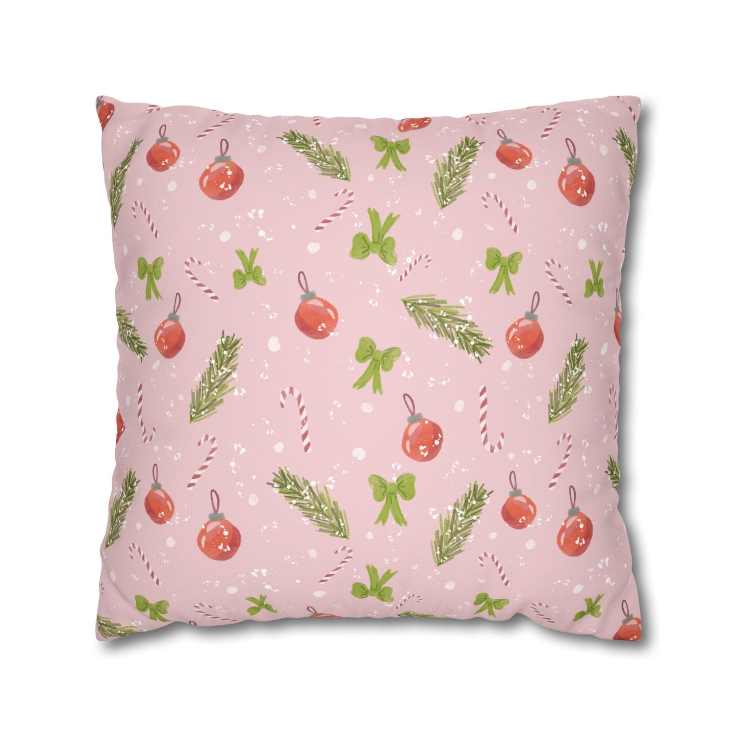 Pillowcase Watercolor Christmas Trim Pattern - Pink