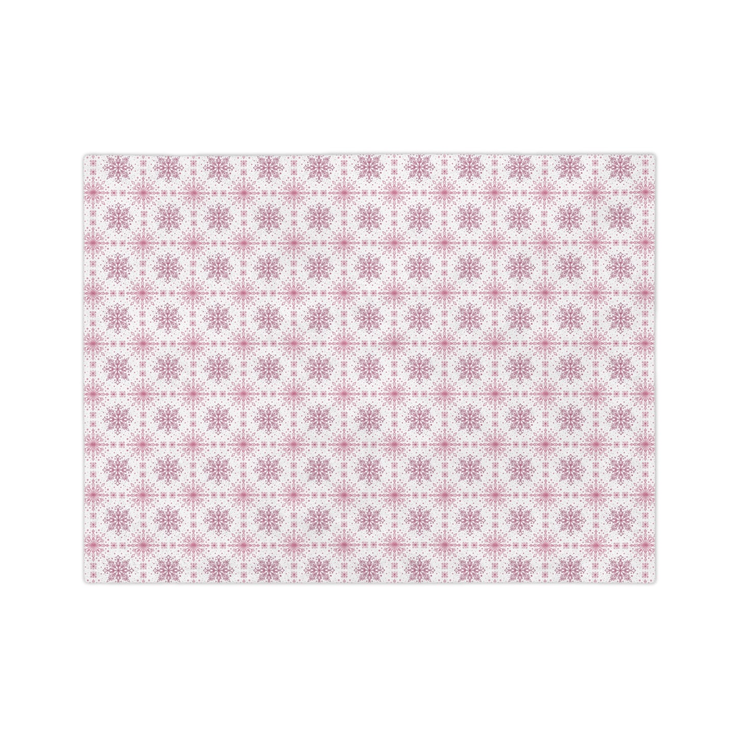 Velveteen Microfiber Blanket - Watercolor Snowflake Design by Anndria - Pink and White