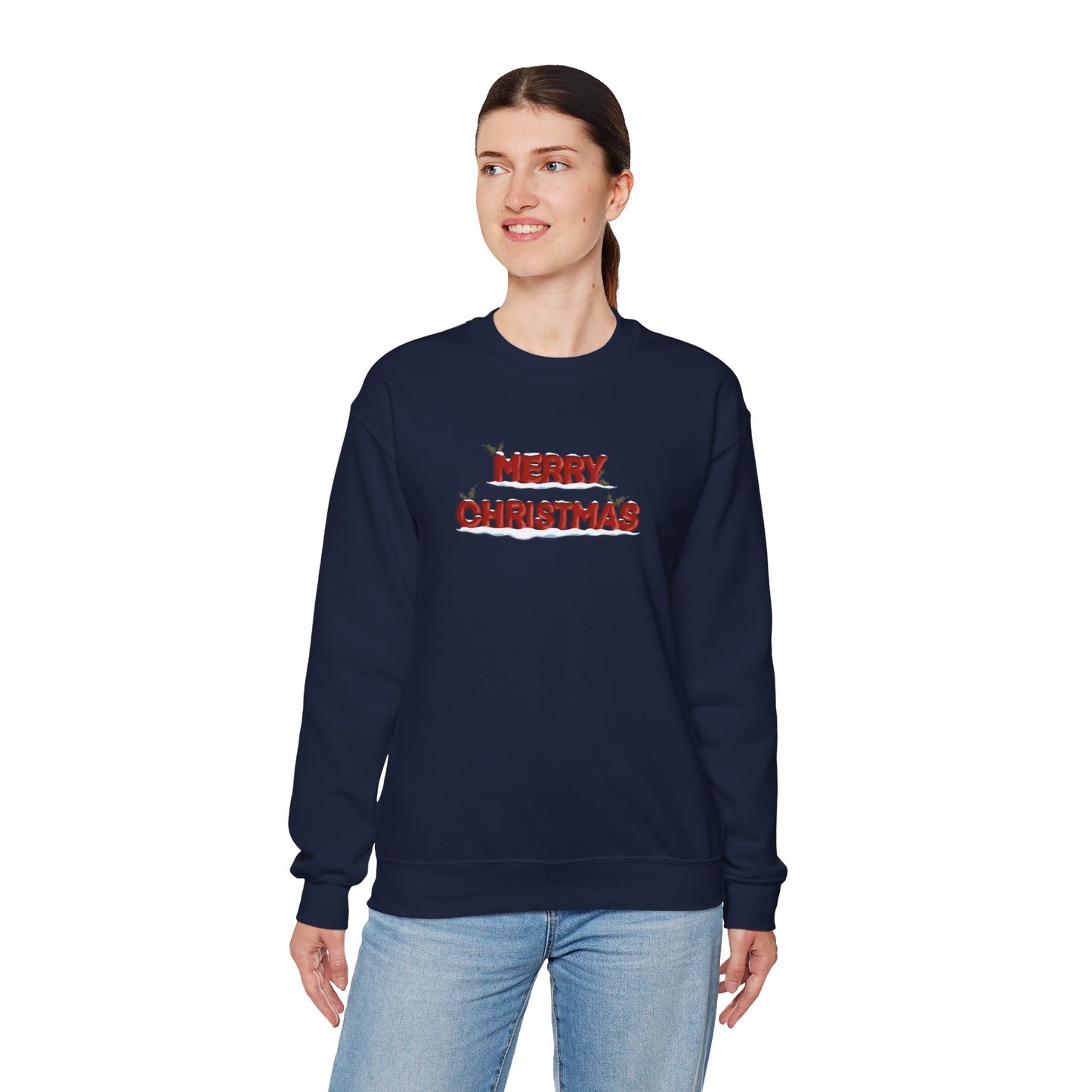 Merry Christmas with Snow and Holly - Unisex Sweatshirt