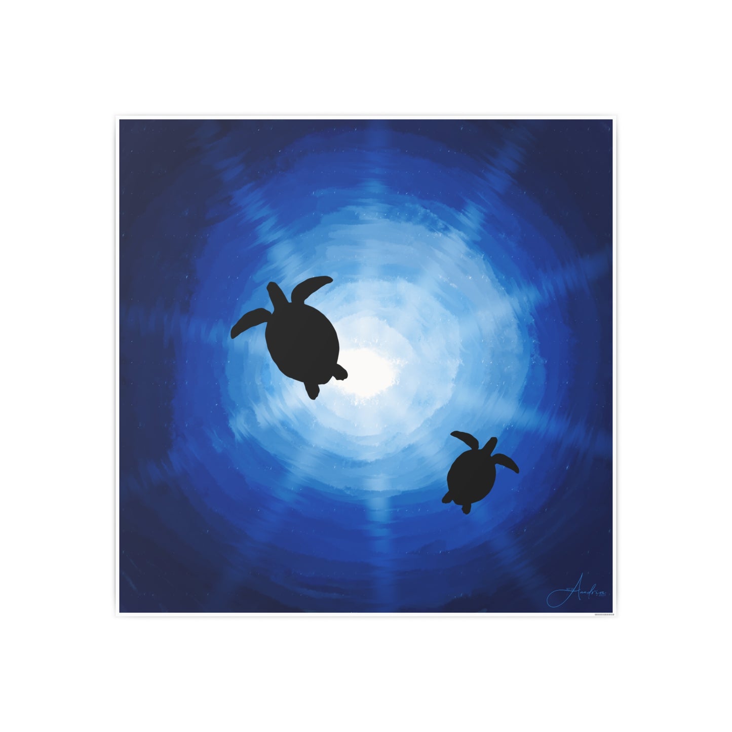 Ocean Turtles Photo Art Poster - Serene Sea Wall Decor Drawn by Anndria