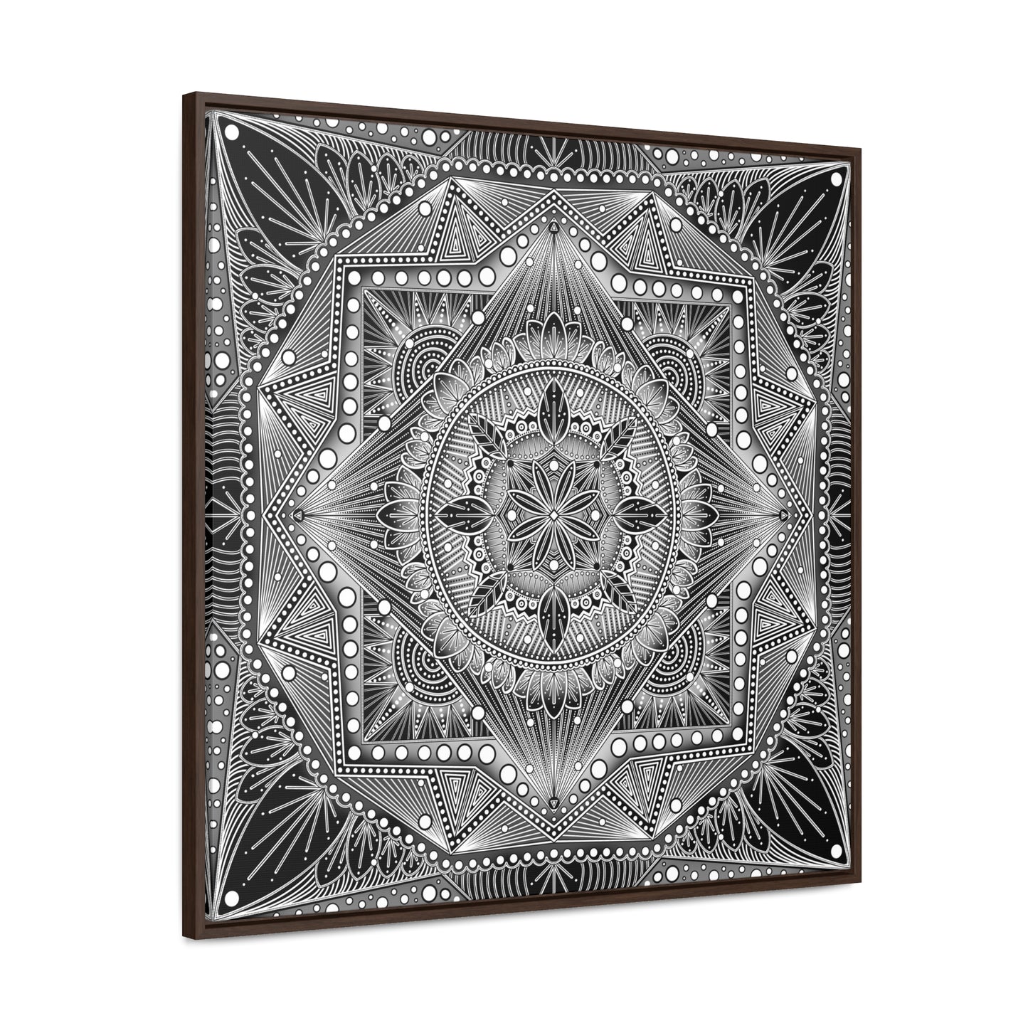 Square Frame Canvas Print, Black and White Mandala Artwork by Anndria, Gallery Wall Decor, Minimalist Home Decoration, Zen Meditation Gift,