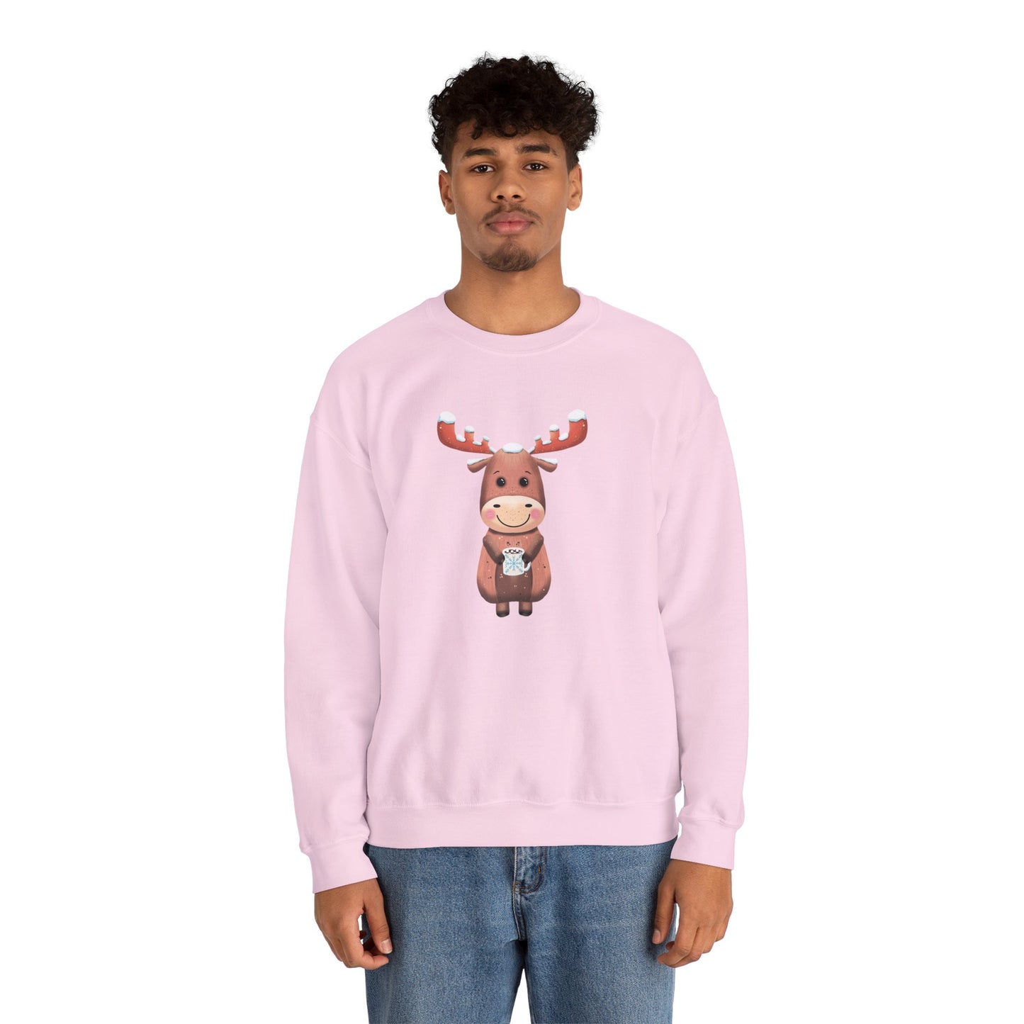 Moose Hot Chocolate Crewneck Sweatshirt by Anndria