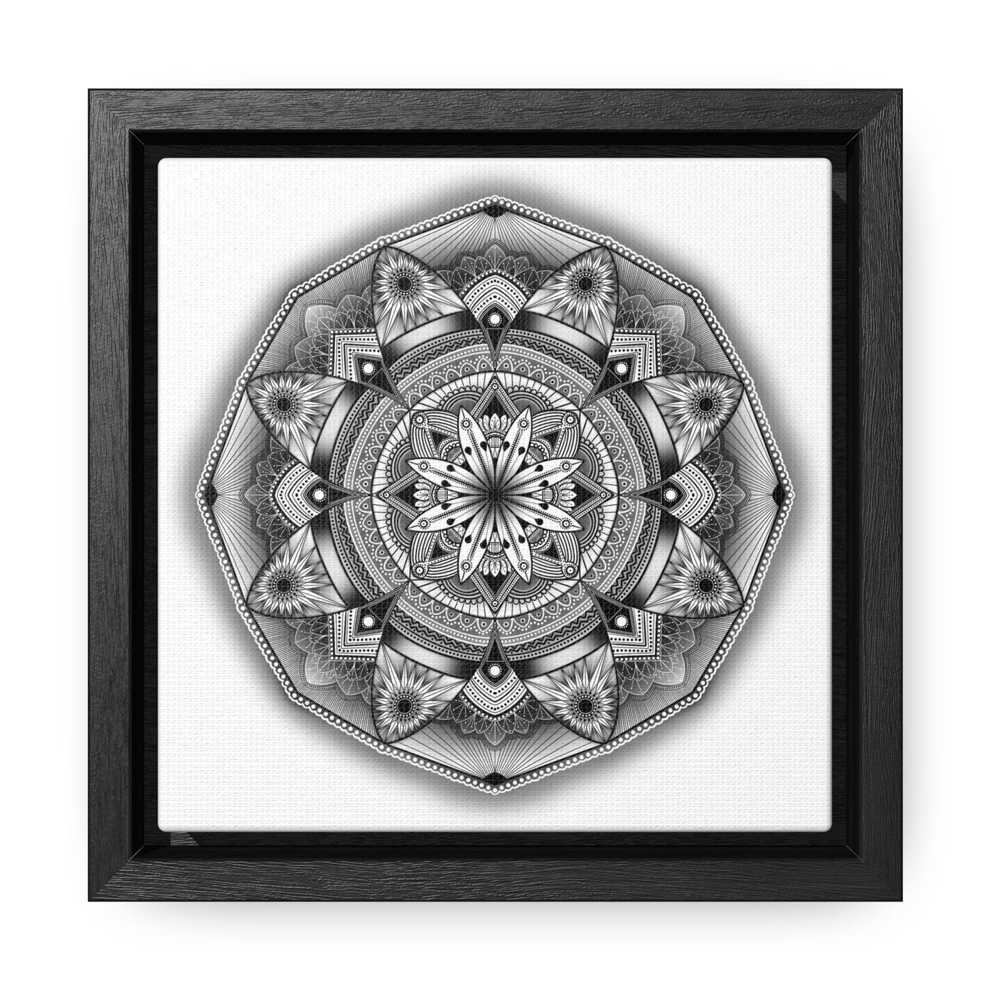 Square Frame Canvas Print, Black and White Mandala Artwork by Anndria, Gallery Wall Decor, Minimalist Home Decoration, Zen Meditation Gift,