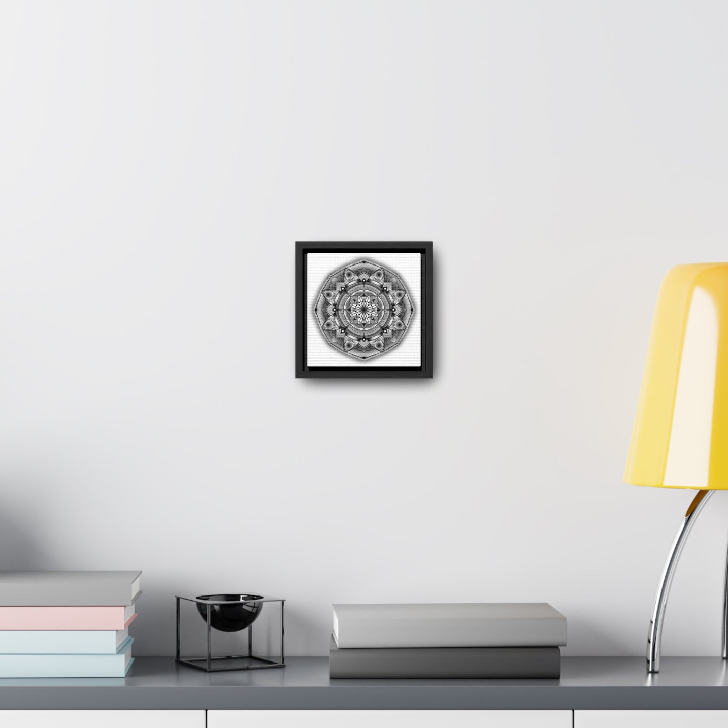 Square Frame Canvas Print, Black and White Mandala Artwork by Anndria, Gallery Wall Decor, Minimalist Home Decoration, Zen Meditation Gift,
