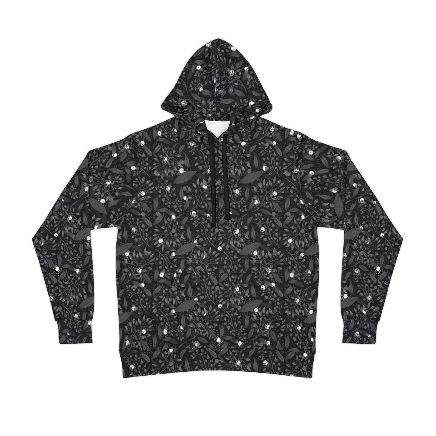 Athletic Hoodie Late Night Botanical Pattern by Anndria