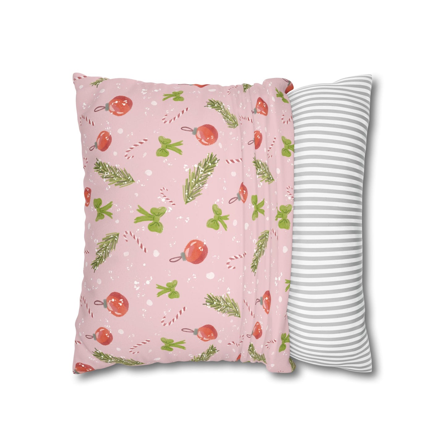 Pillowcase Watercolor Christmas Trim Pattern - Pink