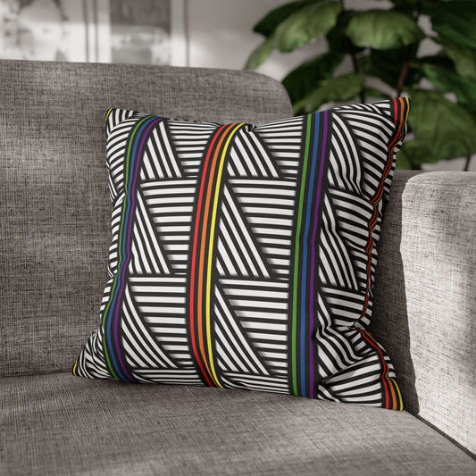 Geometric Striped Pride Pillowcase - Modern Home Décor, Stylish Accent for Living Room