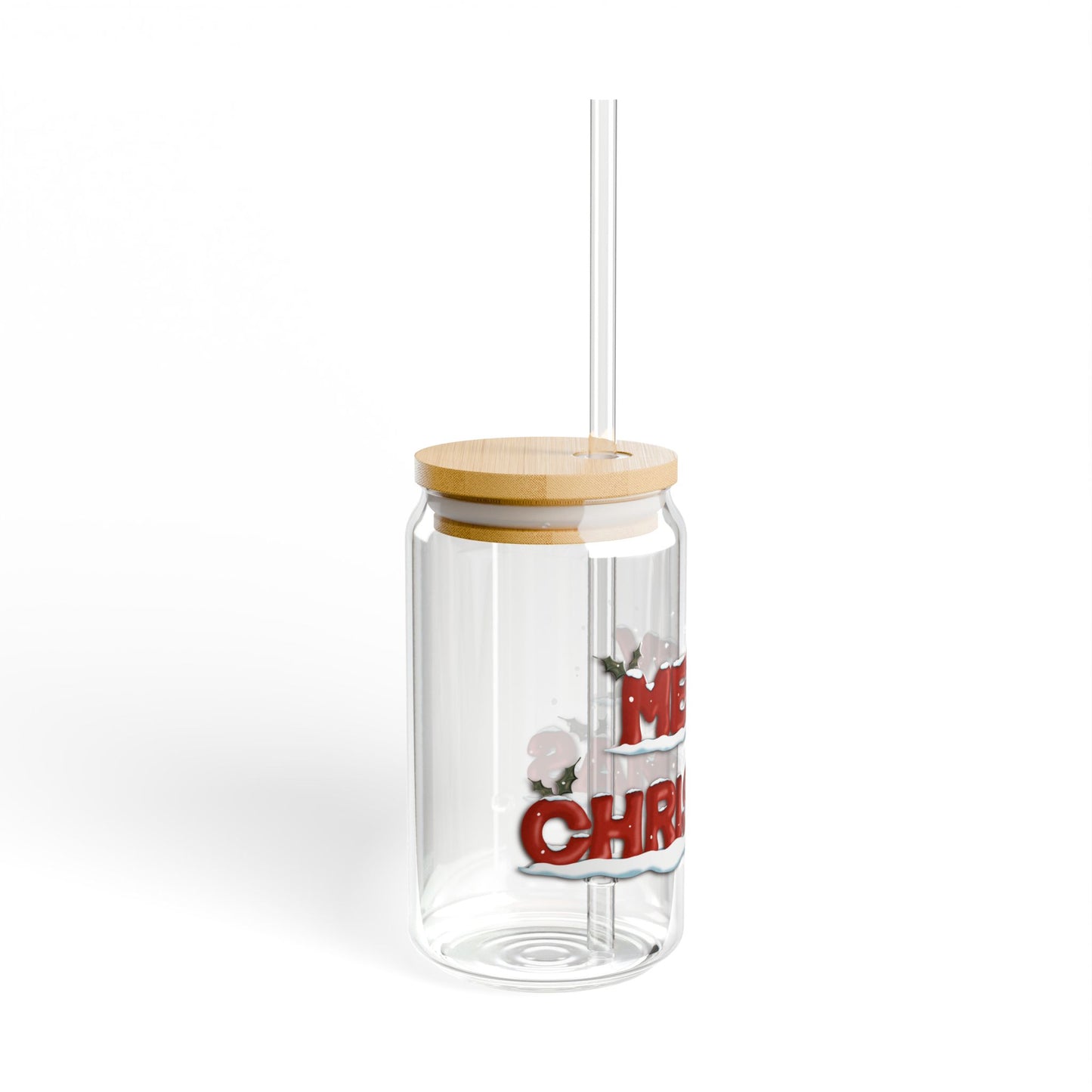 Sipper Glass, 16oz Merry Christmas Design by Anndria