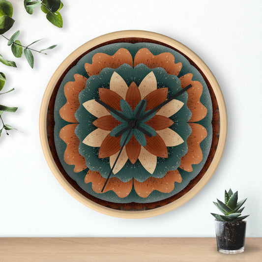 Harvest Harmony Wall Clock | 10" Wooden Frame Wall Clock by Anndria | Silent Mechanism, Unique Home Décor