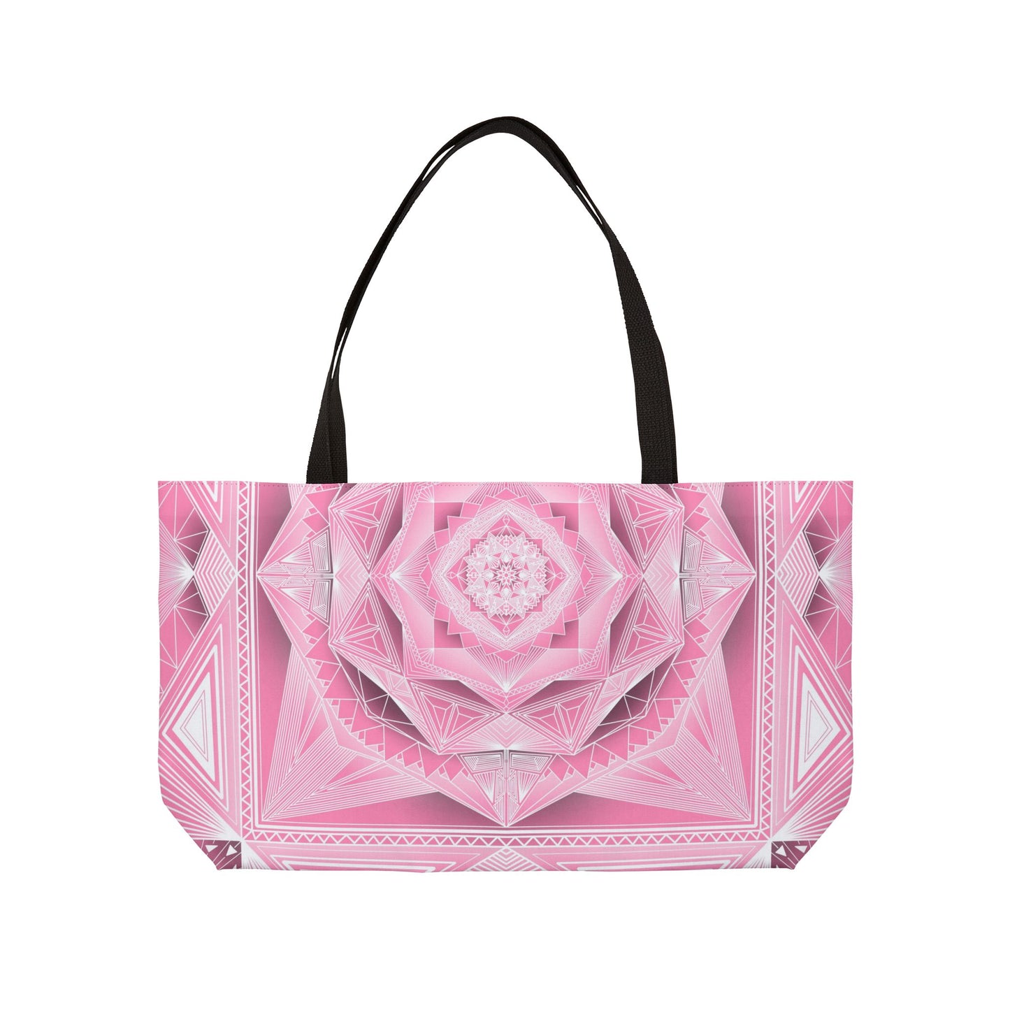 Geometric Pink Weekender Tote Bag, Anndria Design, Large Travel Bag, Stylish Carryall, Gift for Her, Shoulder Bag for Women