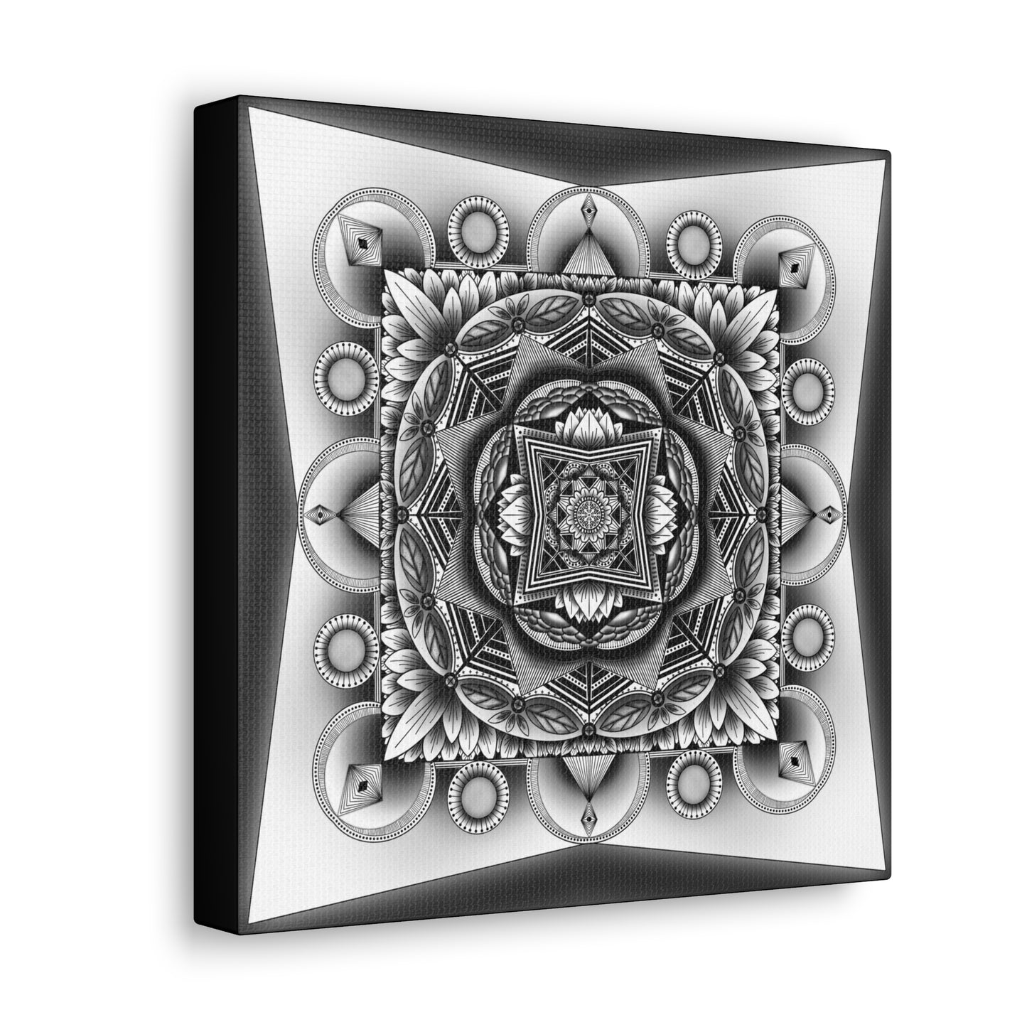 Square Canvas Print, Black and White Mandala Artwork by Anndria, Gallery Wall Decor, Minimalist Home Decoration, Zen Meditation Gift,