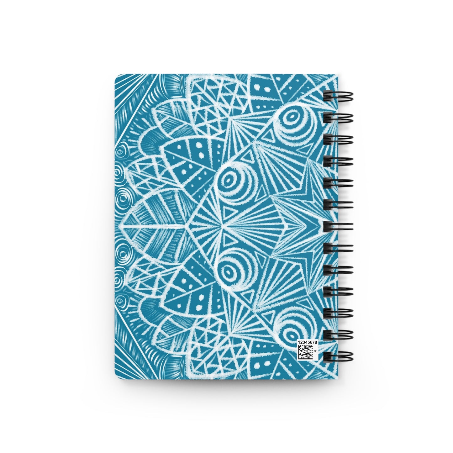 Mandala Spiral Bound Journal, Teal and White Notebook, Mandala Pattern Sketchbook, Artistic Journal, Boho Diary, Zen Planner
