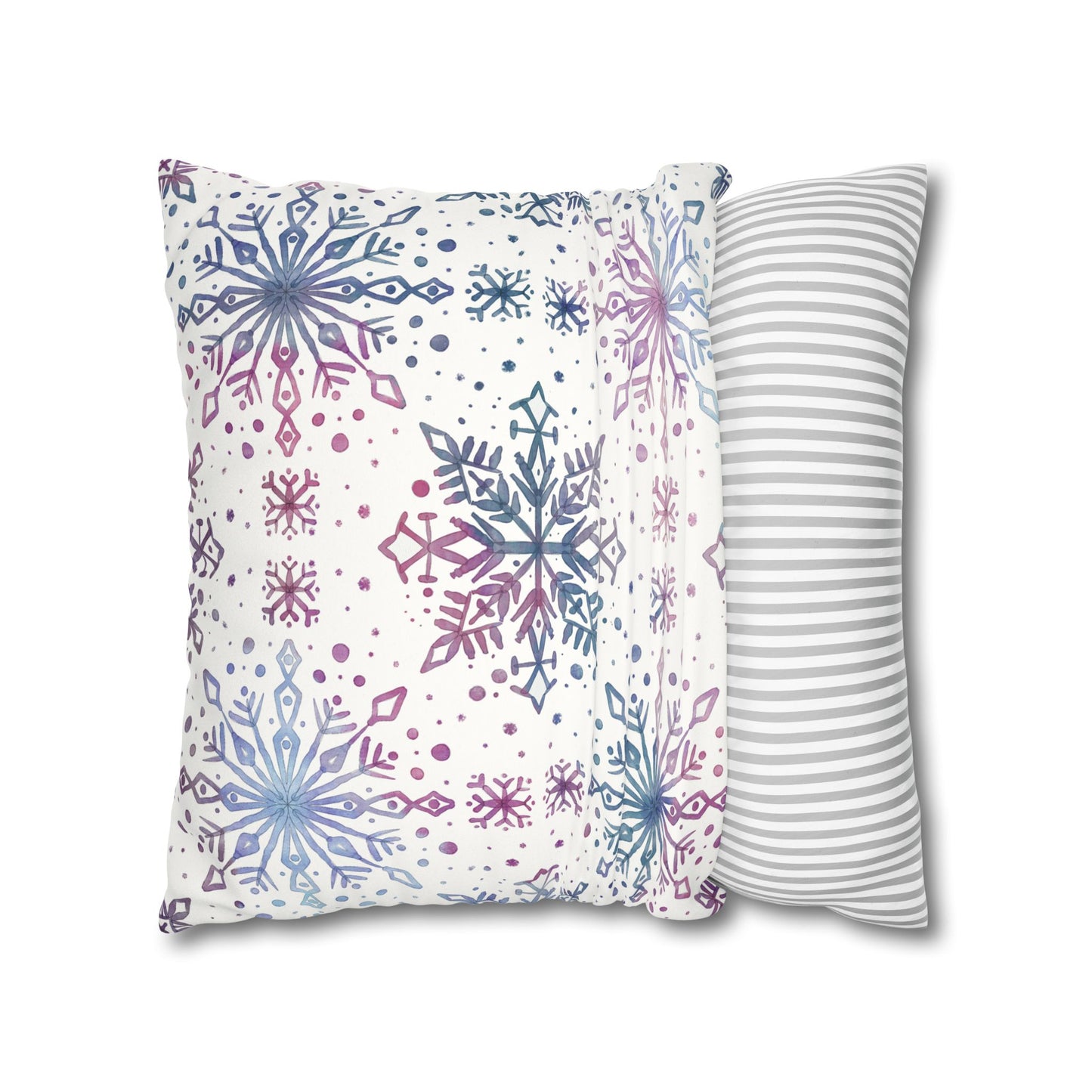 Pillowcase Watercolor Snowflake Design - Blue, Pink and Purple