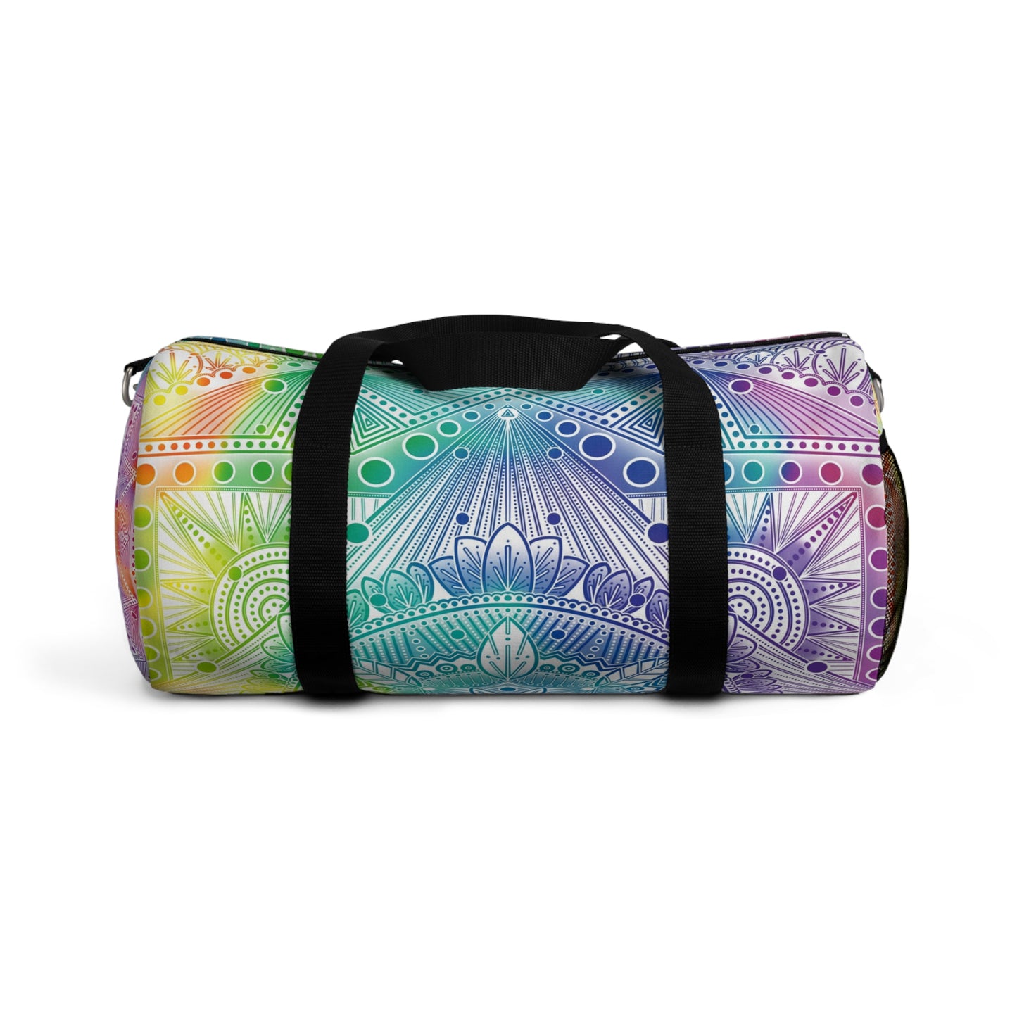 Rainbow Mandala Duffel Bag, Holographic Hiking Gym Weekend Travel Accessories, Custom Anndria Design, Unique Yoga Fitness Tote, Boho