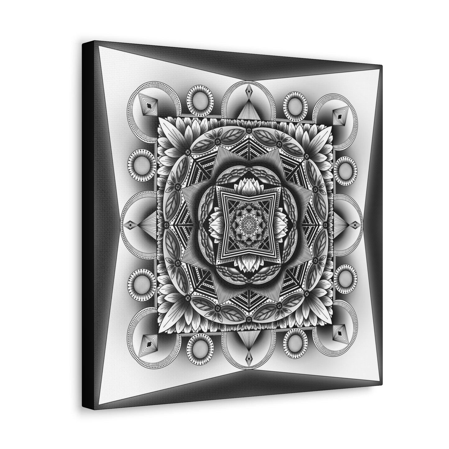 Square Canvas Print, Black and White Mandala Artwork by Anndria, Gallery Wall Decor, Minimalist Home Decoration, Zen Meditation Gift,