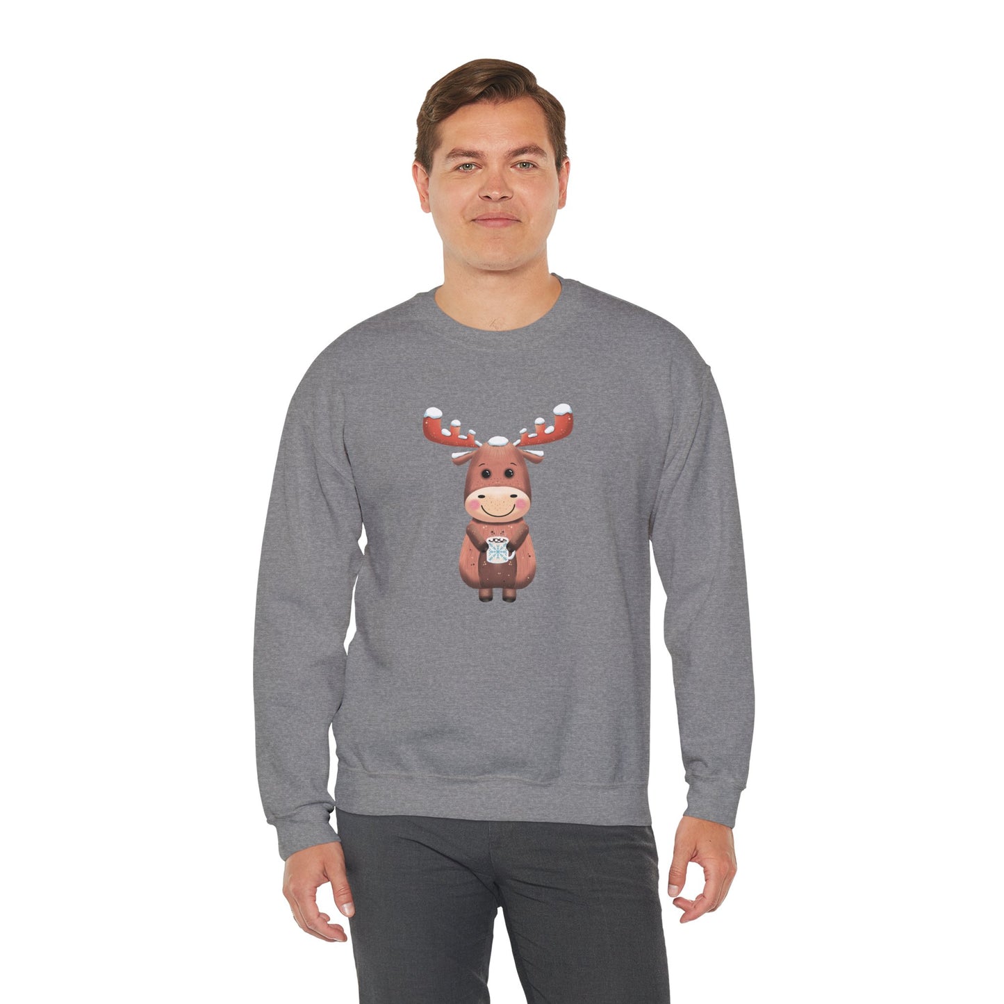 Moose Hot Chocolate Crewneck Sweatshirt by Anndria