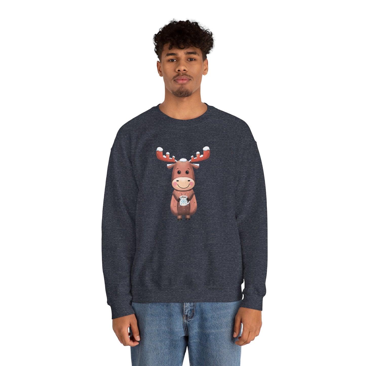 Moose Hot Chocolate Crewneck Sweatshirt by Anndria