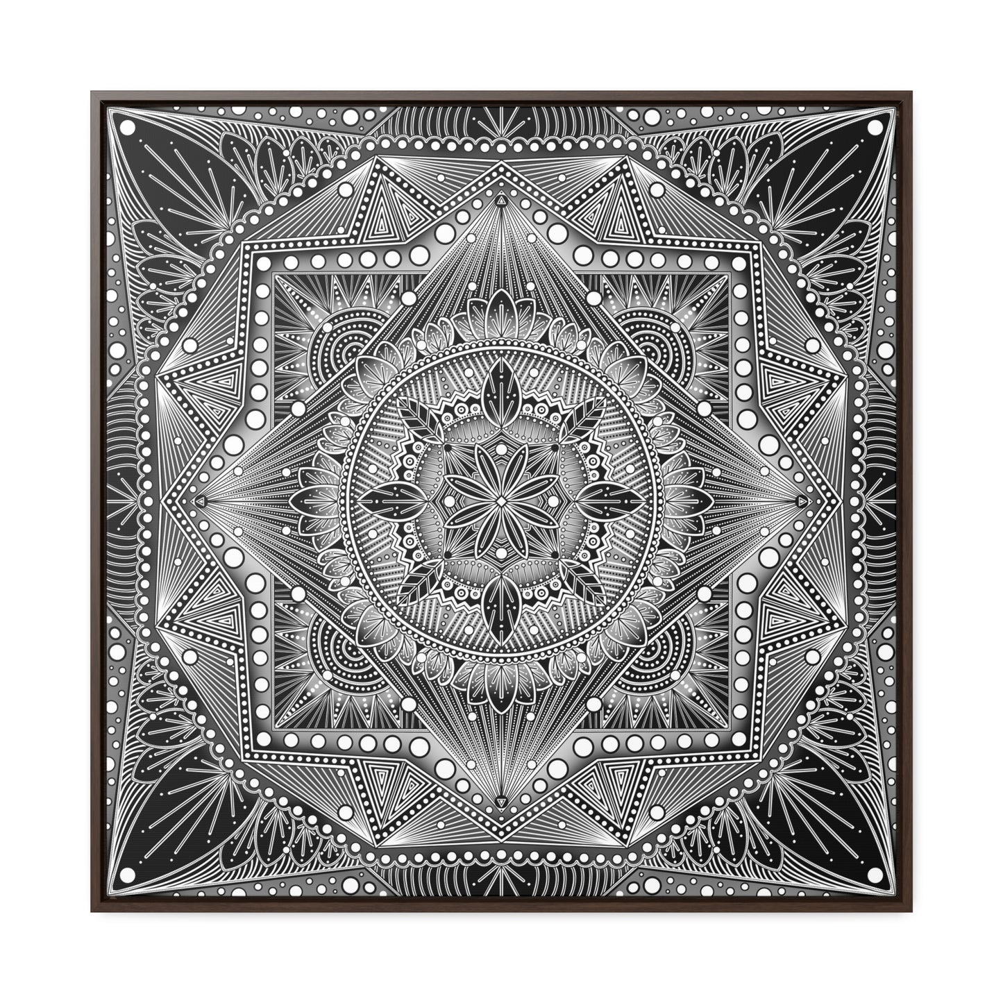Square Frame Canvas Print, Black and White Mandala Artwork by Anndria, Gallery Wall Decor, Minimalist Home Decoration, Zen Meditation Gift,