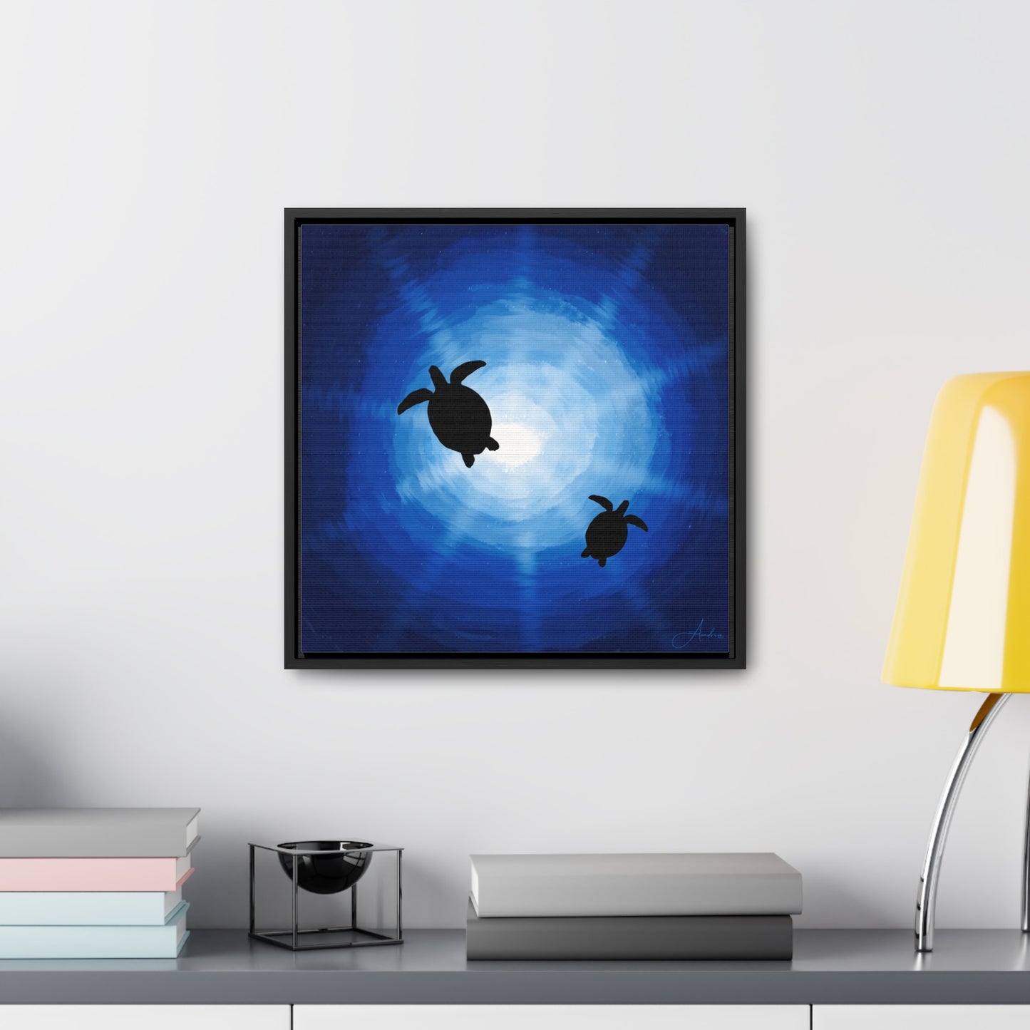 Canvas Wraps, Rays of Sun and Sea Turtles, Hand Drawn by Anndria
