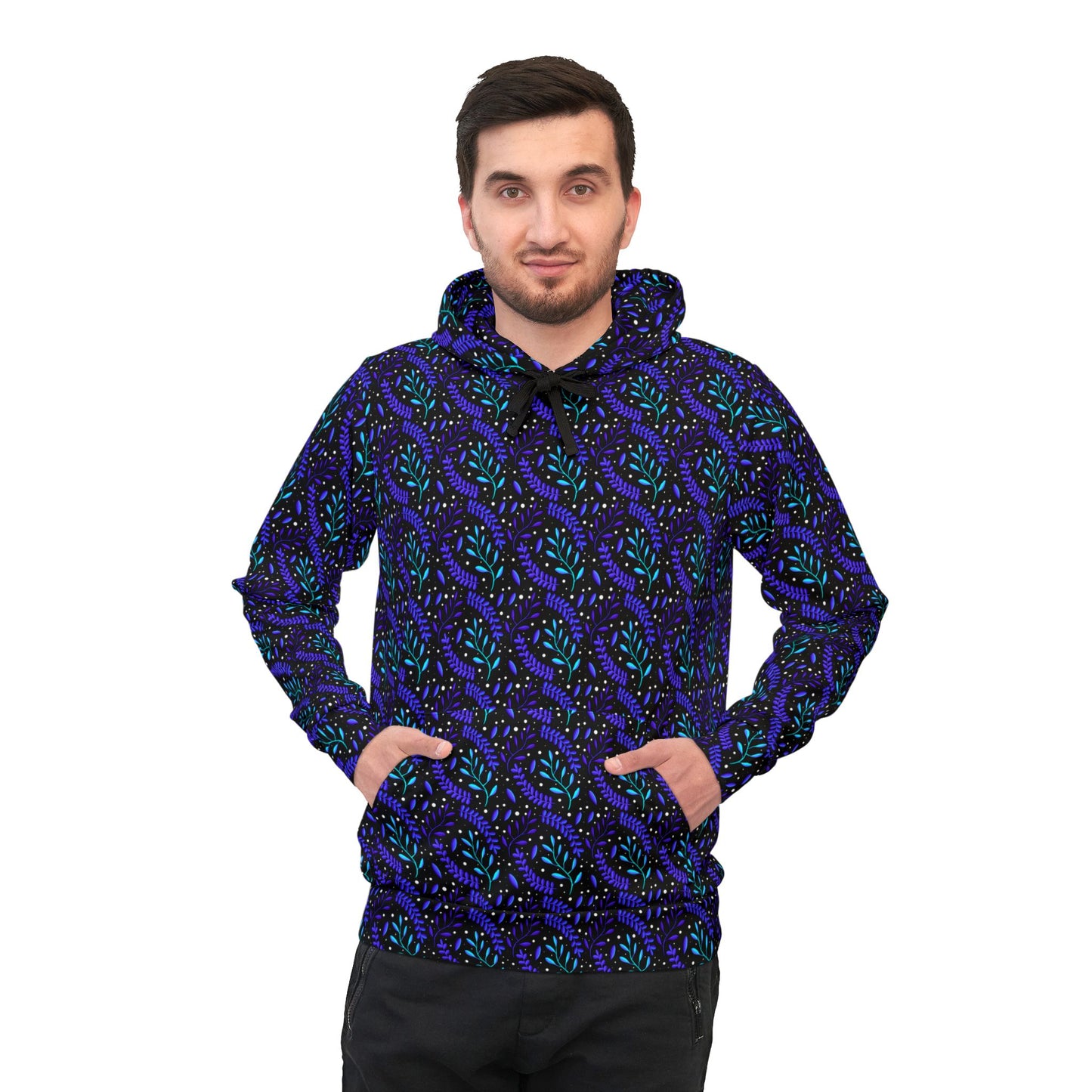 Cosmic Teal & Purple Forest Athletic Hoodie by Anndria