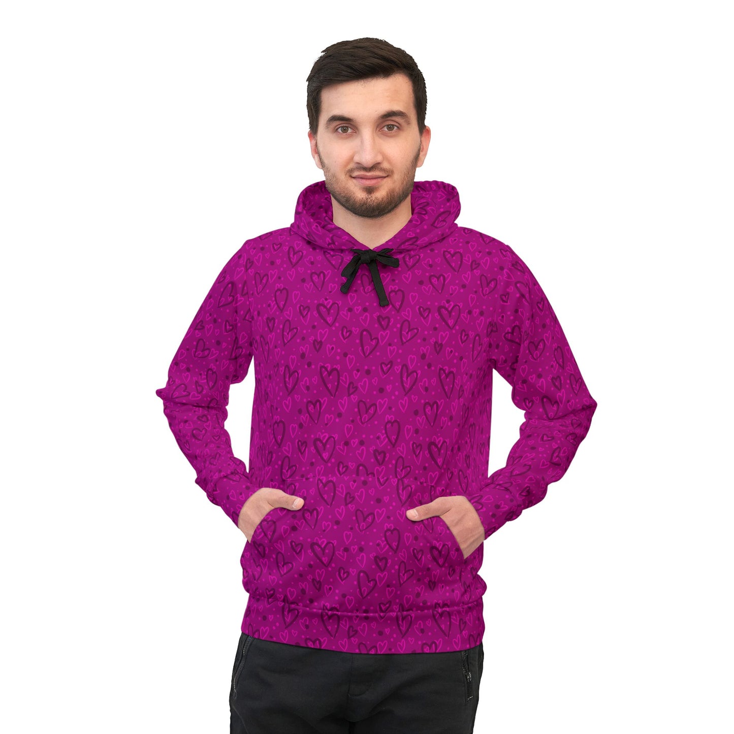 Pink Hearts Athletic Hoodie - Designed by Anndria