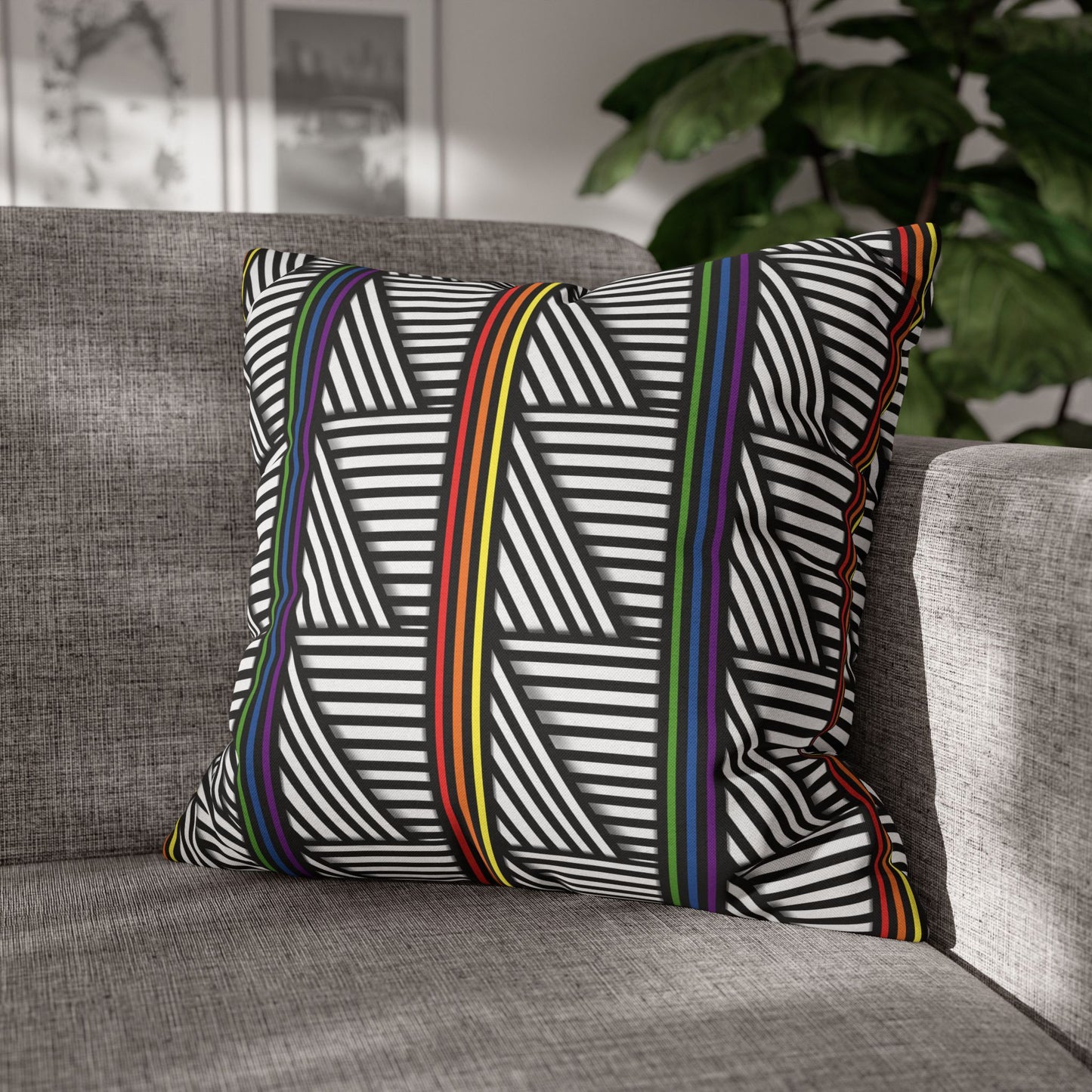 Geometric Striped Pride Pillowcase - Modern Home Décor, Stylish Accent for Living Room