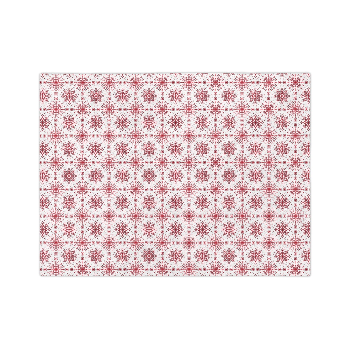Velveteen Microfiber Blanket - Watercolor Snowflake Design by Anndria - Red and White