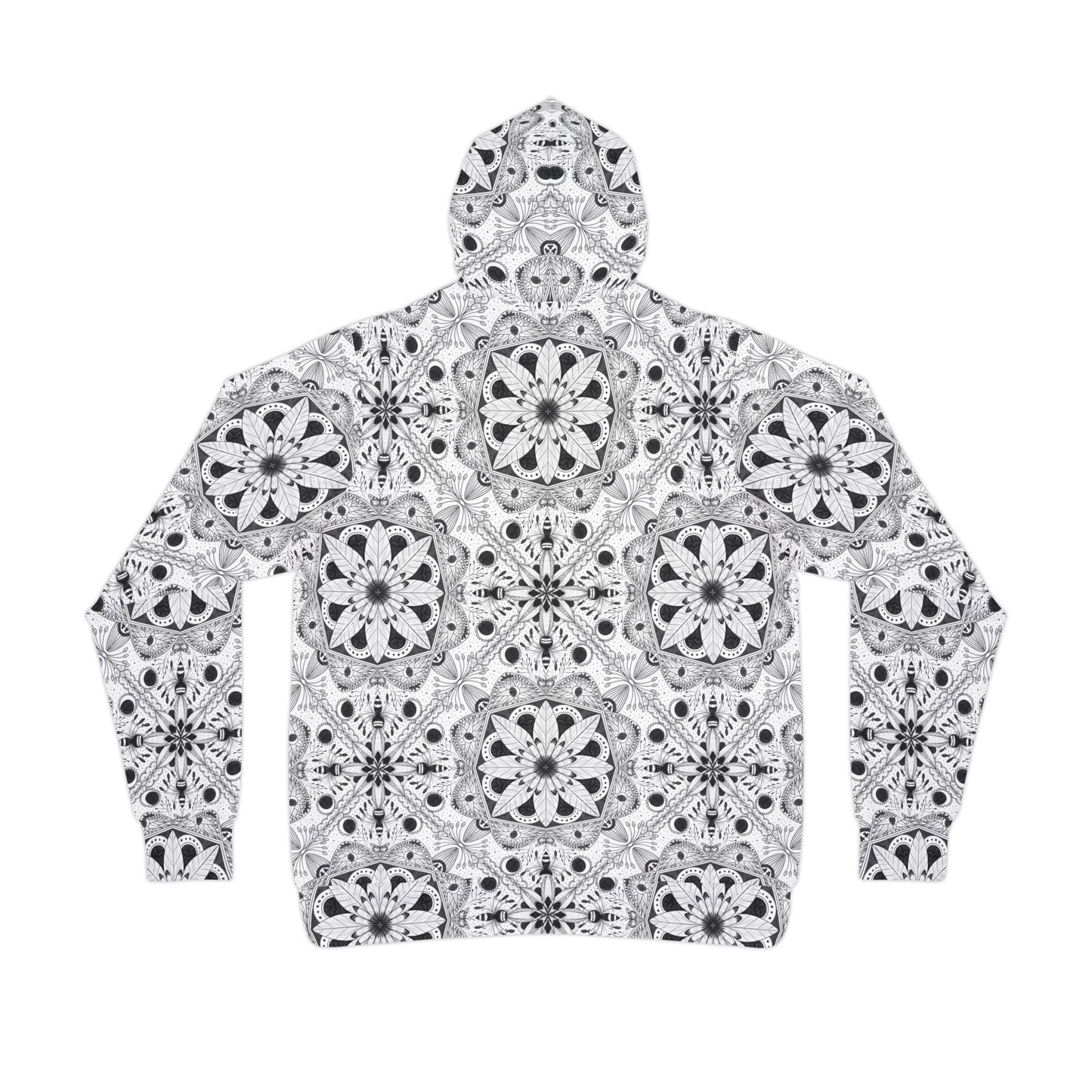 Stylish Black and White Floral Athletic Hoodie - Perfect for Casual Workouts and Everyday Wear