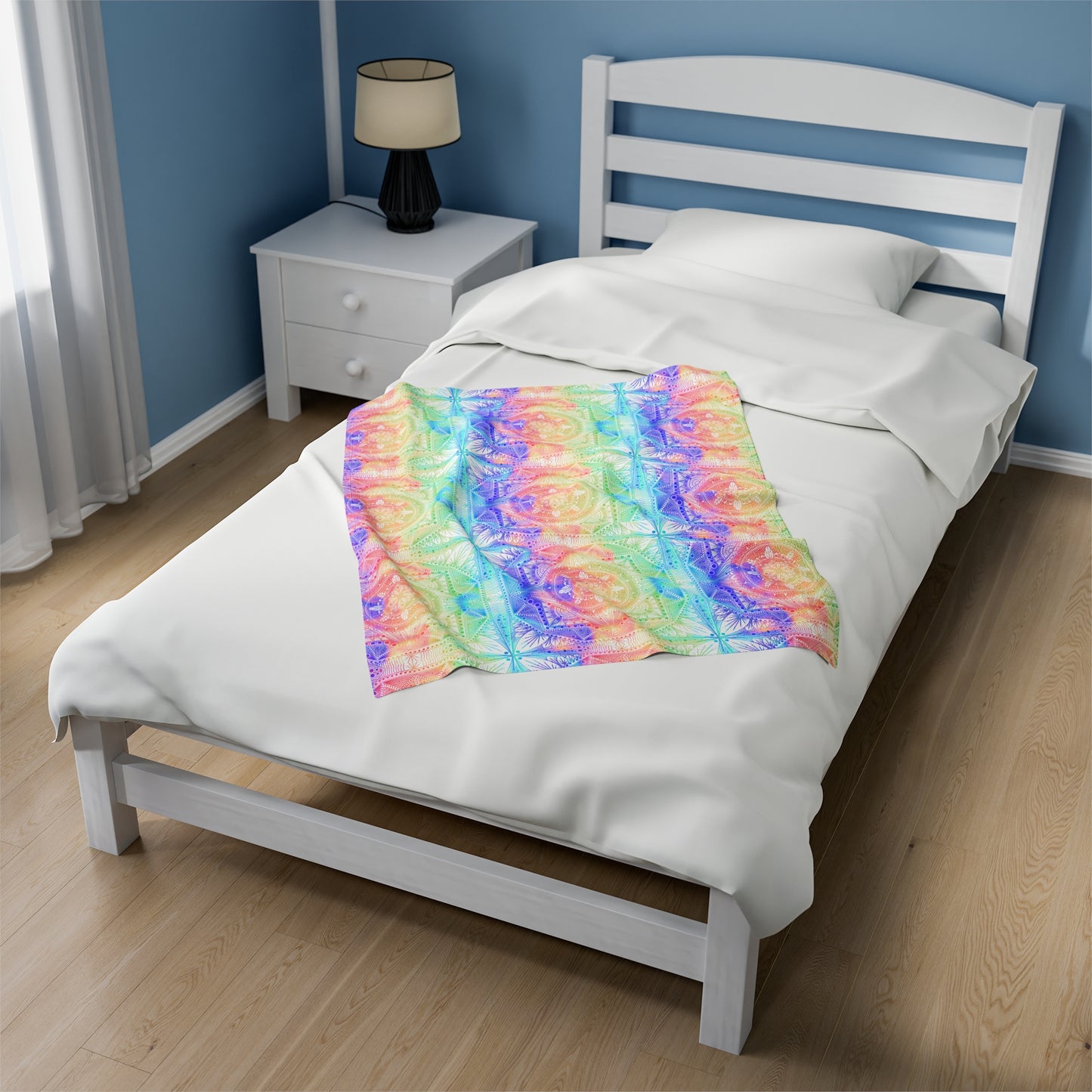 Velveteen Plush Blanket - Celestial Kaleidoscope Mandala Style Artwork by Anndria