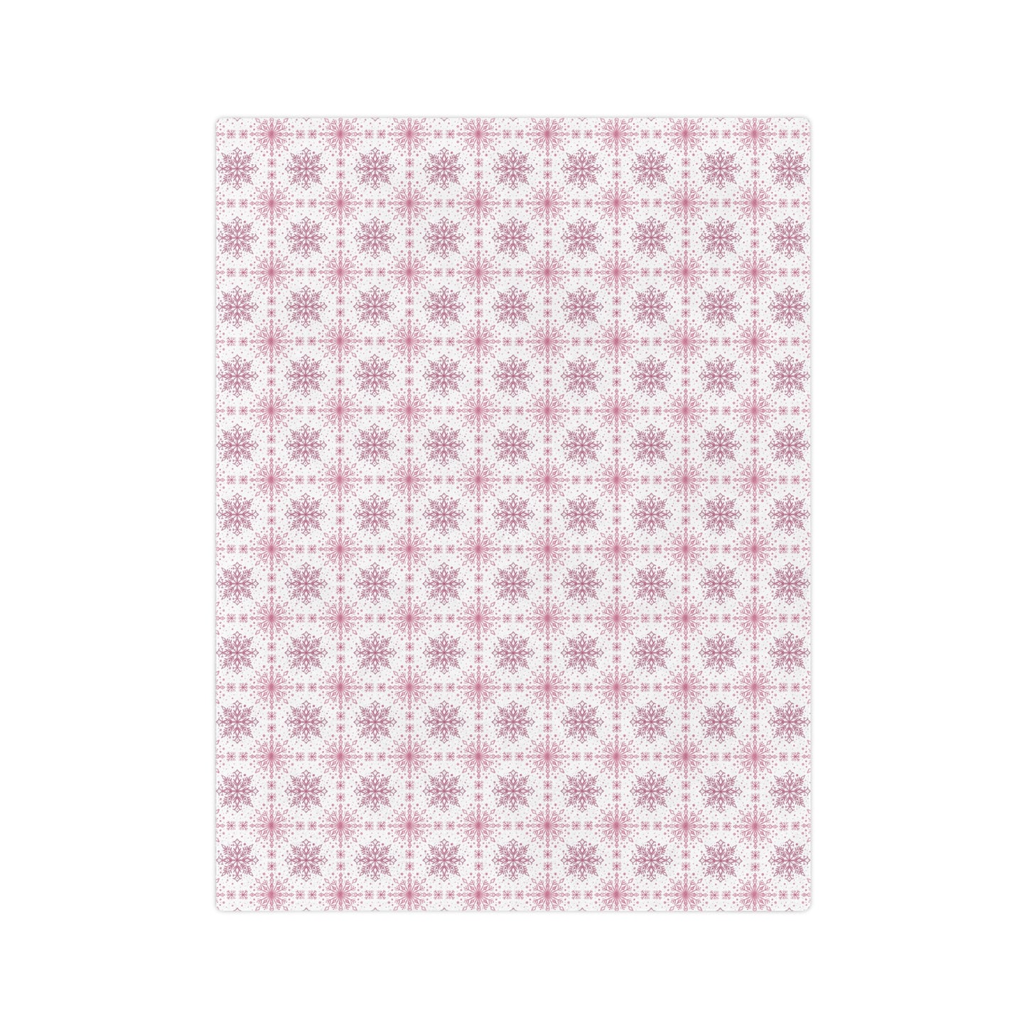 Velveteen Microfiber Blanket - Watercolor Snowflake Design by Anndria - Pink and White