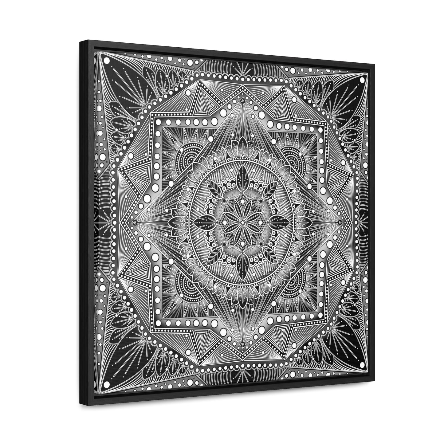 Square Frame Canvas Print, Black and White Mandala Artwork by Anndria, Gallery Wall Decor, Minimalist Home Decoration, Zen Meditation Gift,