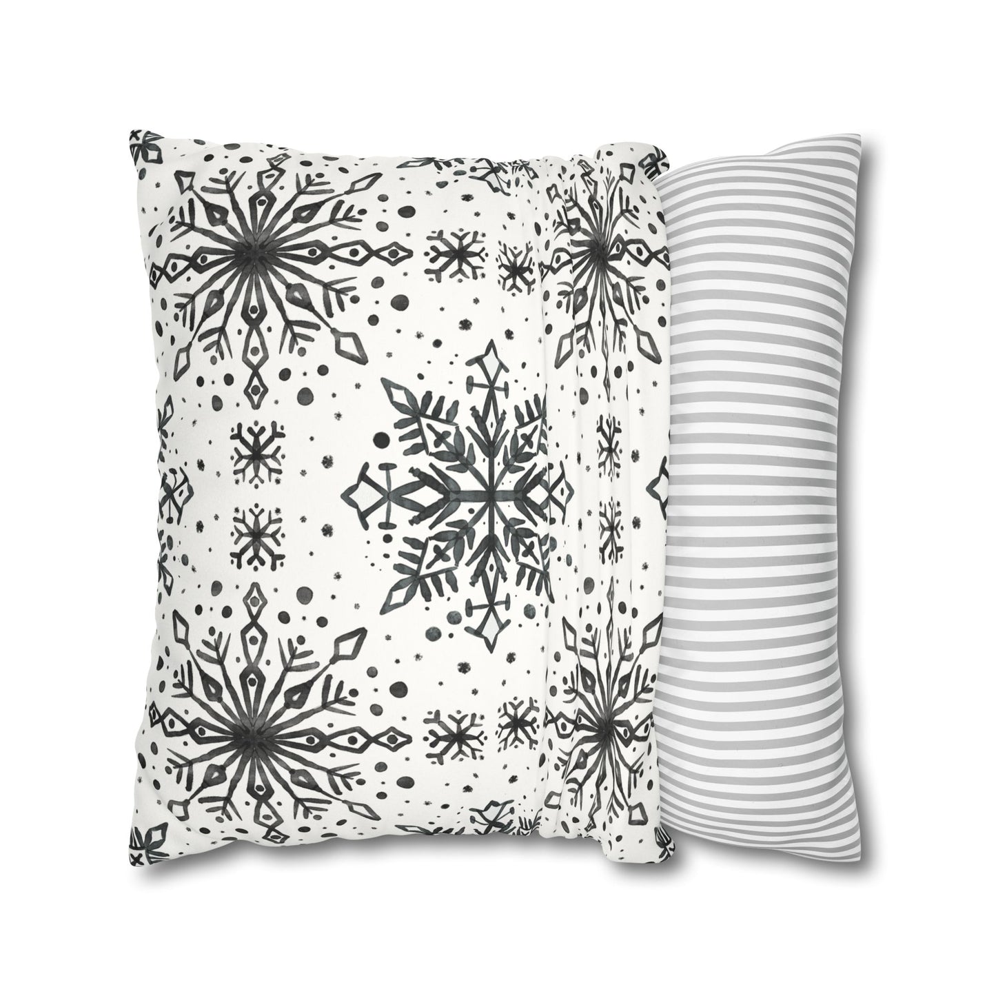 Pillowcase Watercolor Snowflake Design - Black and White