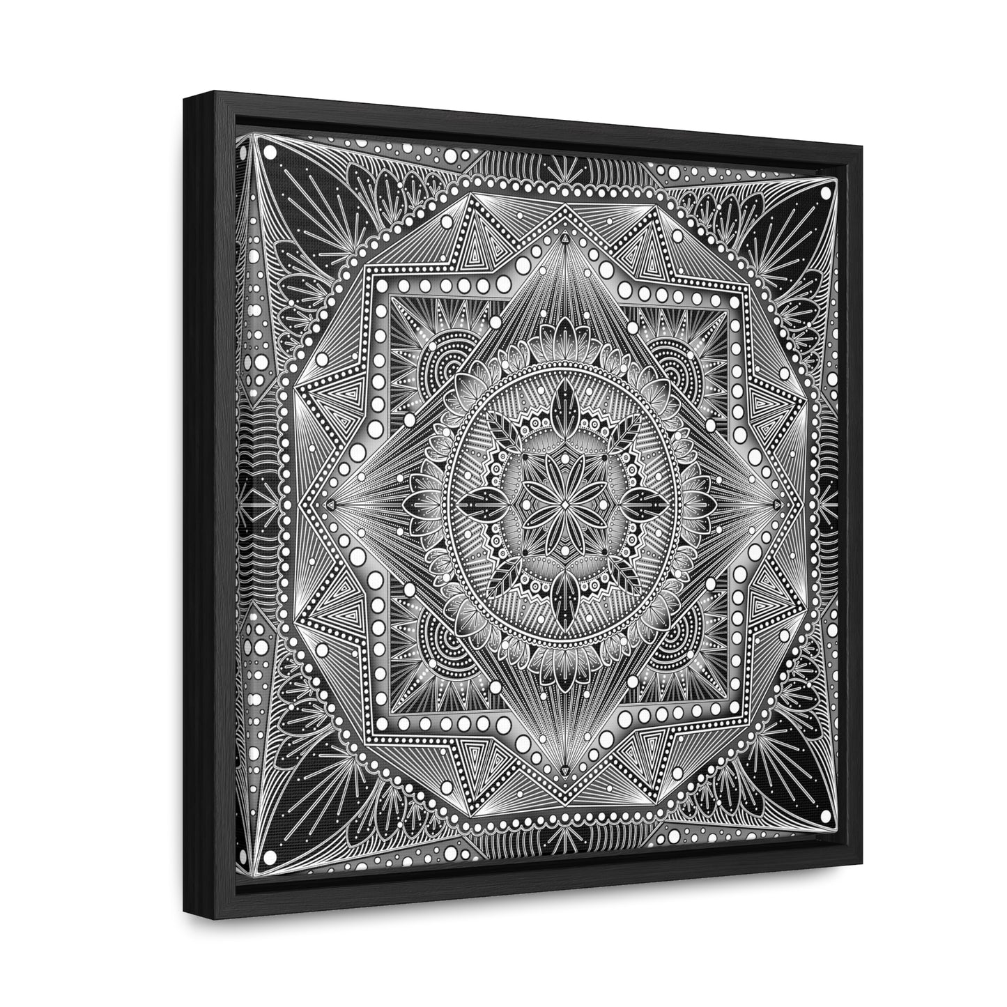 Square Frame Canvas Print, Black and White Mandala Artwork by Anndria, Gallery Wall Decor, Minimalist Home Decoration, Zen Meditation Gift,