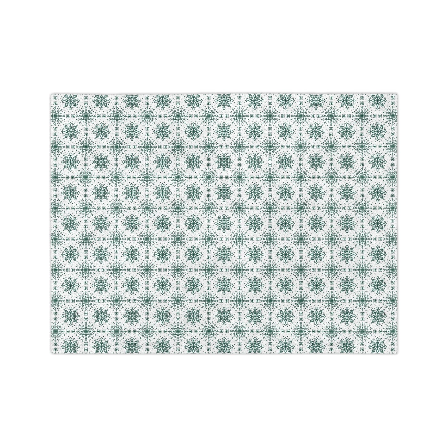 Velveteen Microfiber Blanket - Watercolor Snowflake Design by Anndria - Green and White