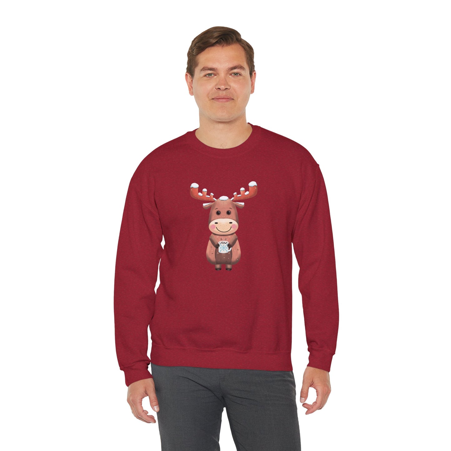 Moose Hot Chocolate Crewneck Sweatshirt by Anndria