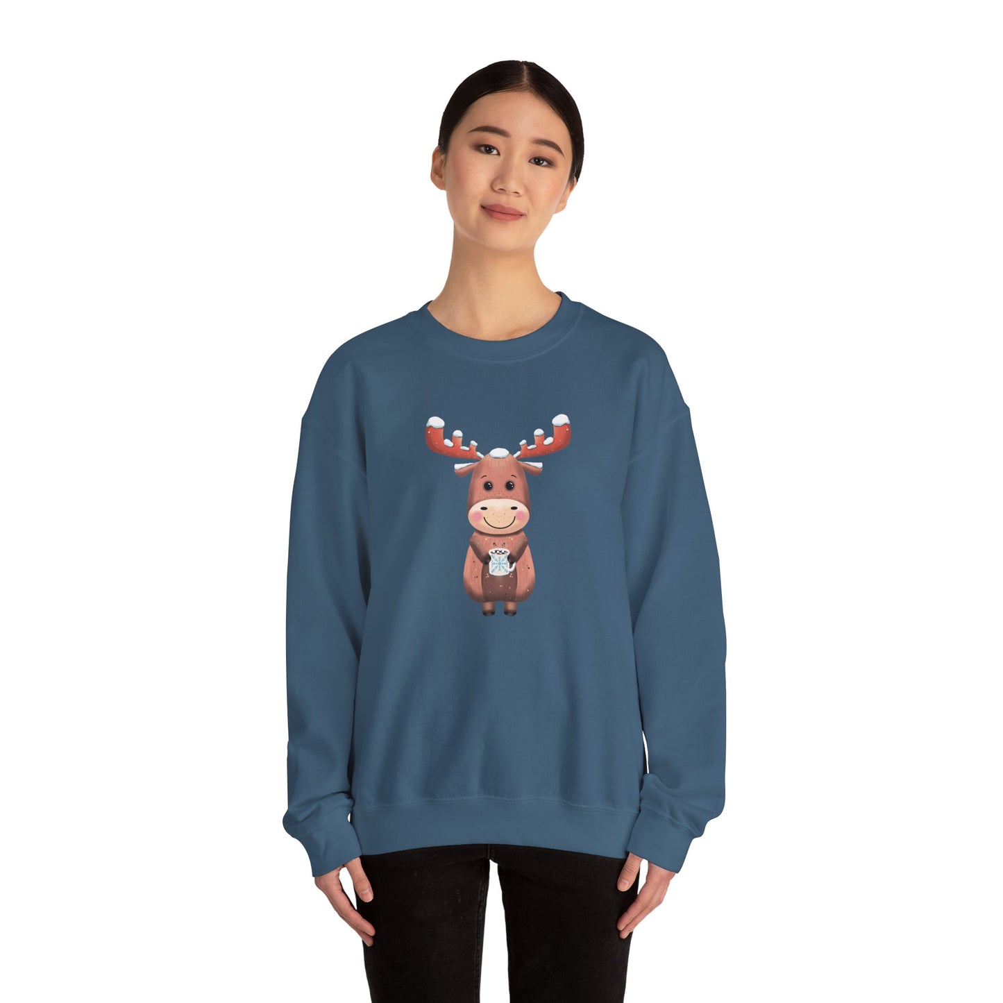 Moose Hot Chocolate Crewneck Sweatshirt by Anndria