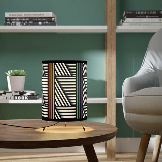 Modern Tripod Lamp with Geometric Pride Shade - High-Res Print, Perfect for Home Decor & Gifts