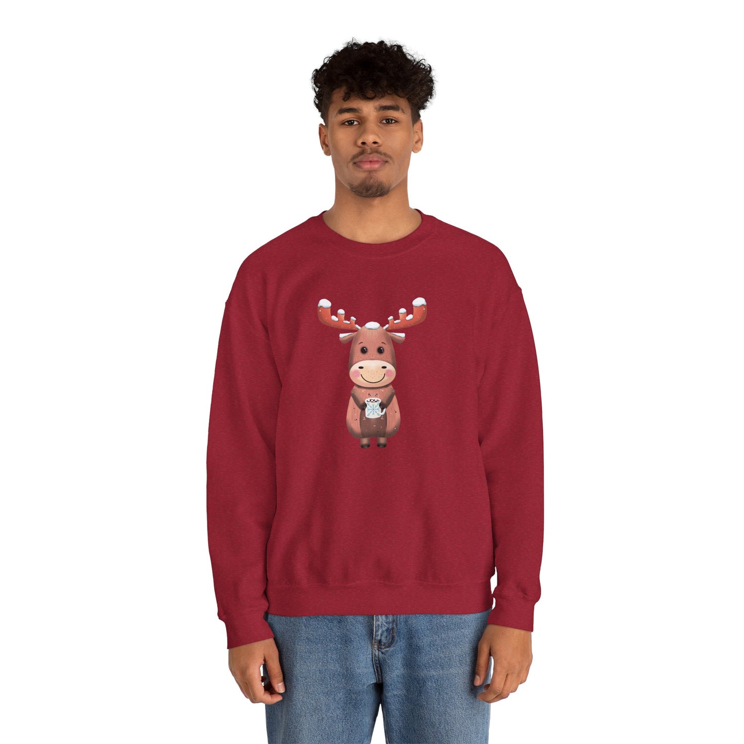 Moose Hot Chocolate Crewneck Sweatshirt by Anndria