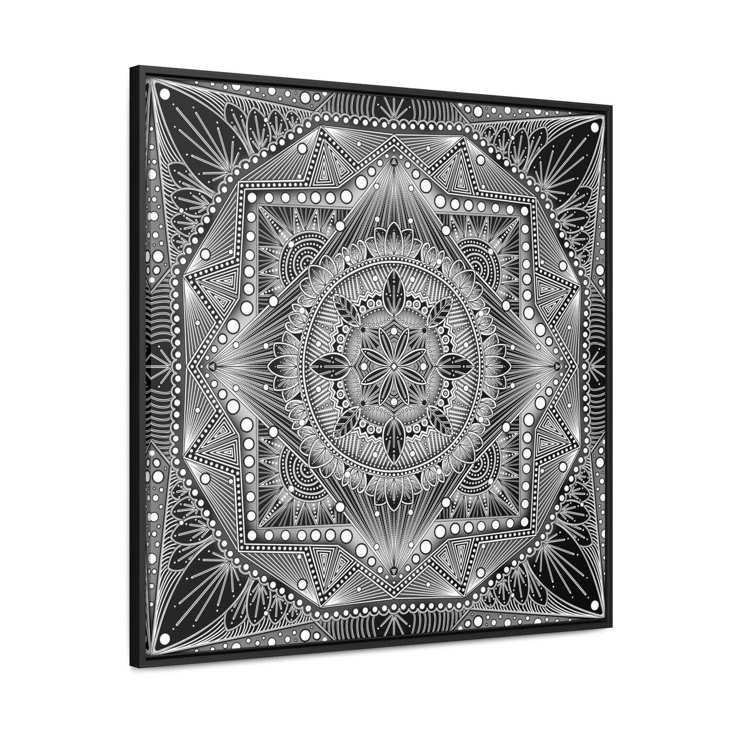 Square Frame Canvas Print, Black and White Mandala Artwork by Anndria, Gallery Wall Decor, Minimalist Home Decoration, Zen Meditation Gift,
