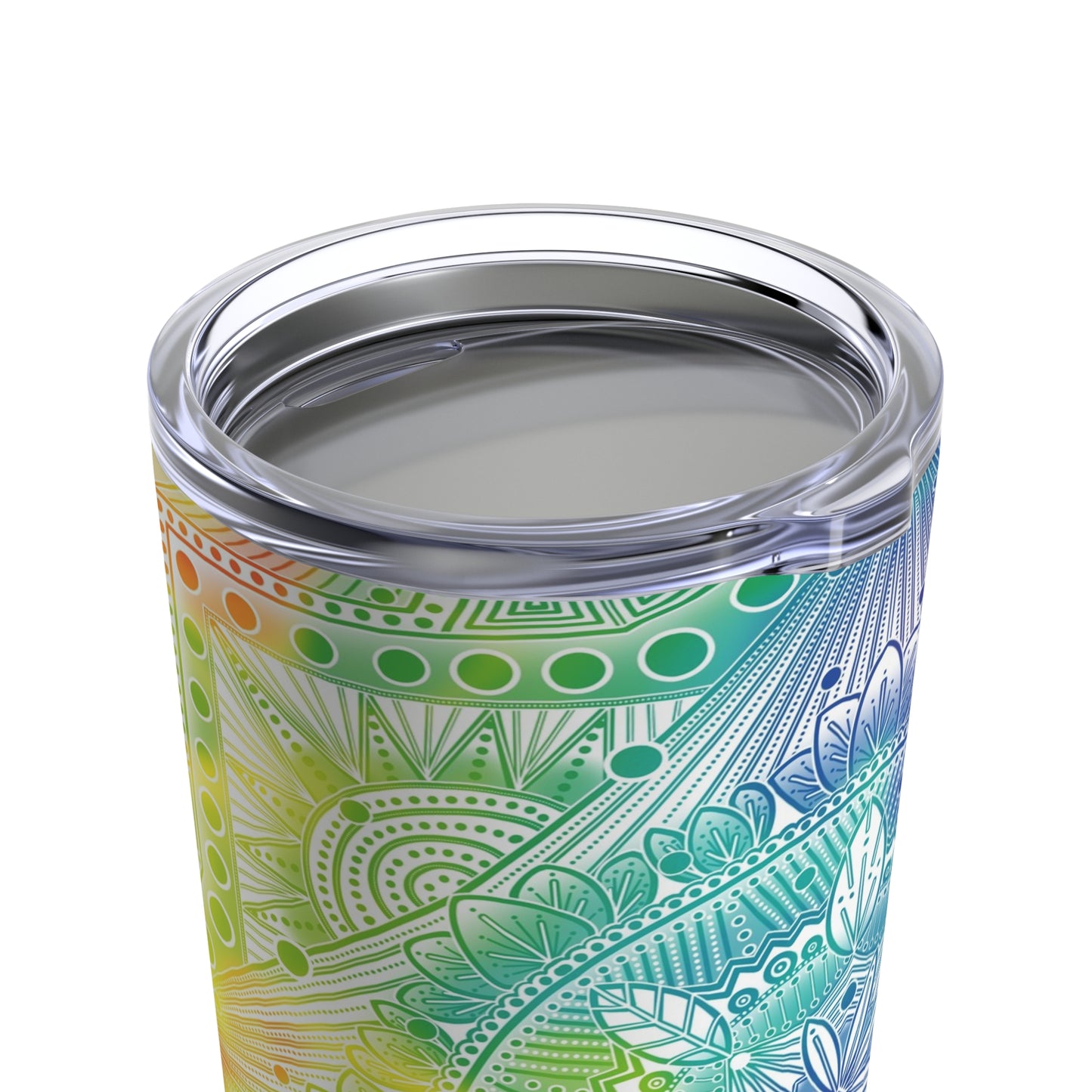 Holographic Mandala Tumbler, Rainbow Custom Cup, 20oz Stainless Steel Mug, Anndria Art, Unique Drinkware Gift, Festival Accessory
