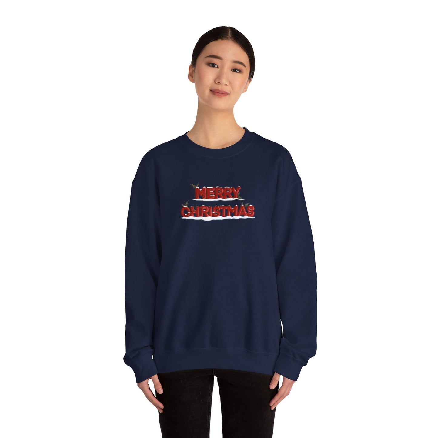 Merry Christmas with Snow and Holly - Unisex Sweatshirt