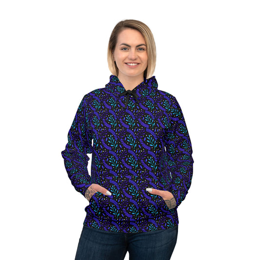 Cosmic Teal & Purple Forest Athletic Hoodie by Anndria