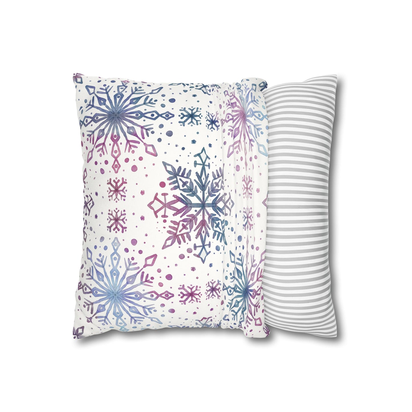Pillowcase Watercolor Snowflake Design - Blue, Pink and Purple