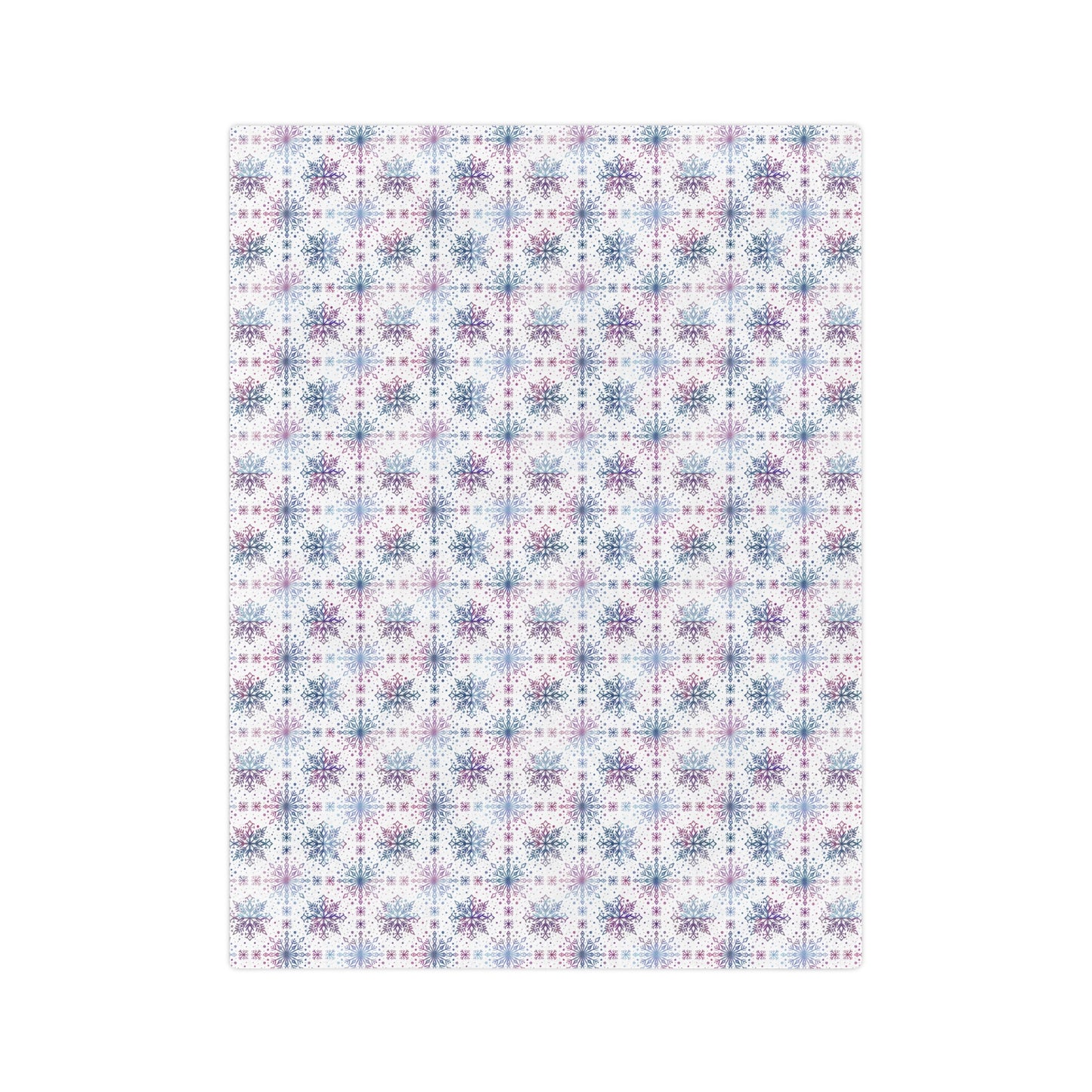 Velveteen Microfiber Blanket - Watercolor Snowflake Design by Anndria - Blue, Pink and Purple