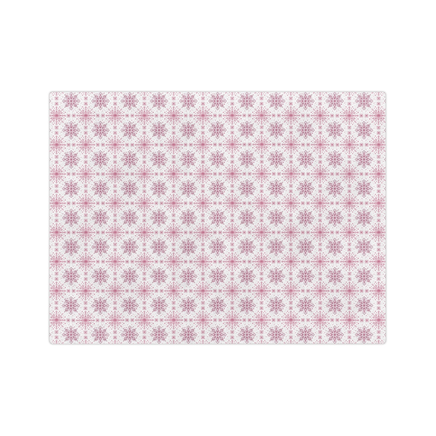 Velveteen Microfiber Blanket - Watercolor Snowflake Design by Anndria - Pink and White