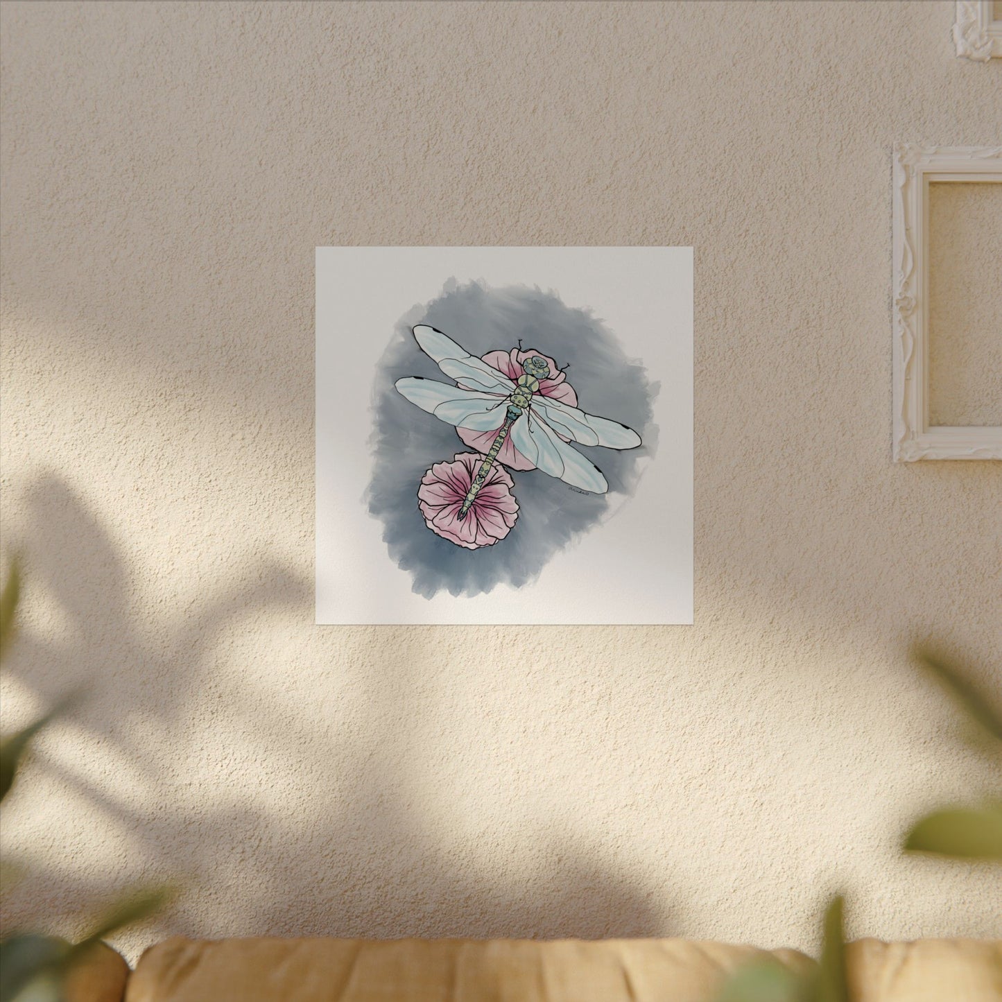 Matte Poster, Dragonfly Art Print, Textured Watercolor Wall Decor, Anndria Illustration, Unique Nature Art, Insect Drawing, Home Office